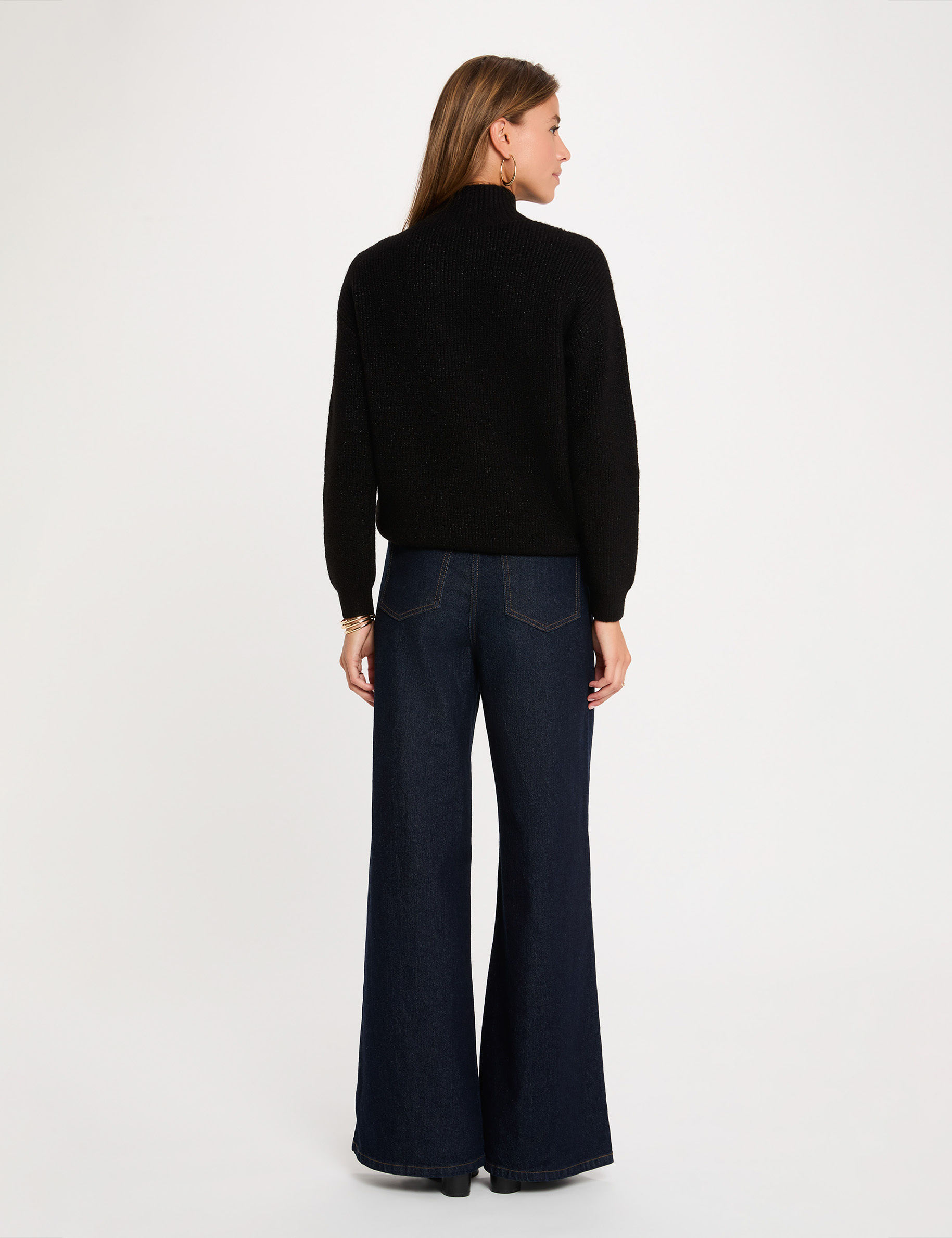 Pull col montant noir femme