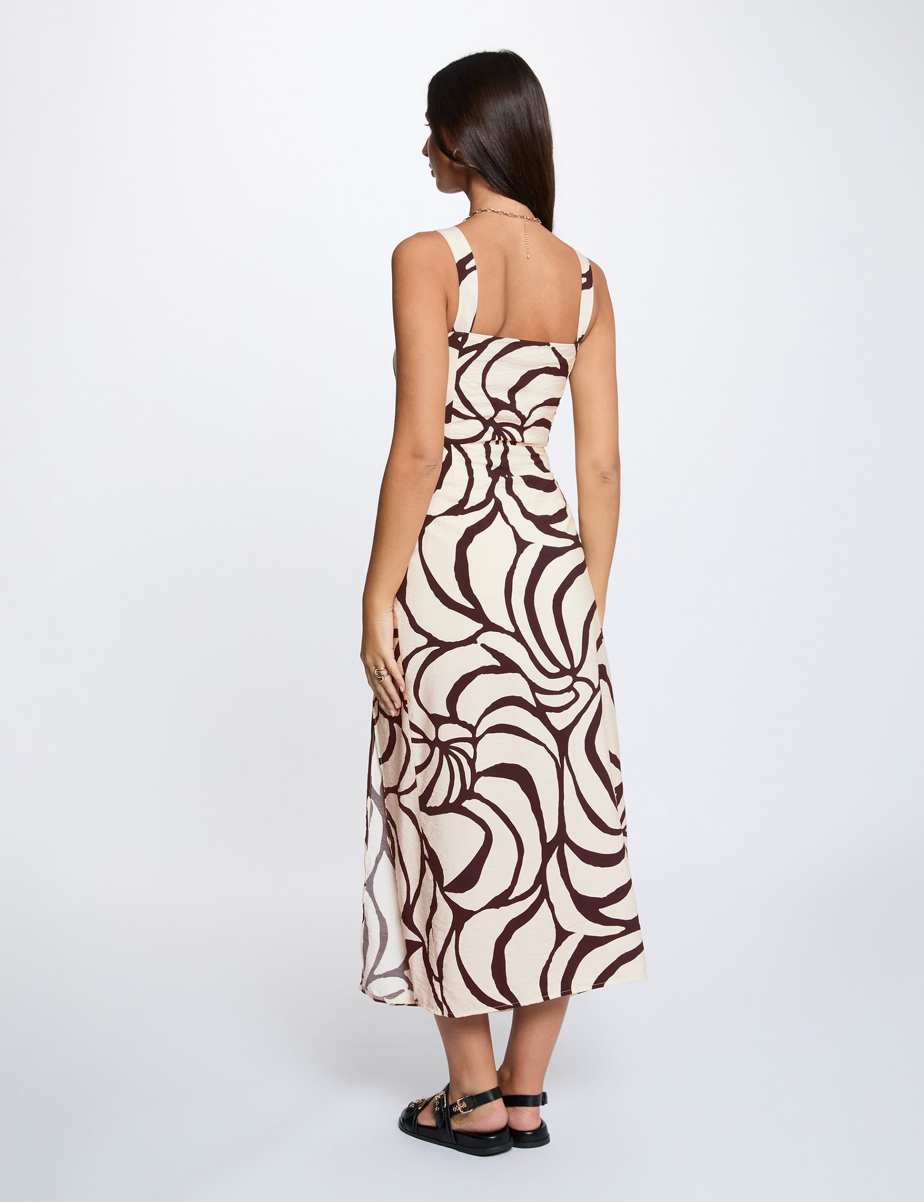 Robe longue pliss&eacute;e multicolore femme
