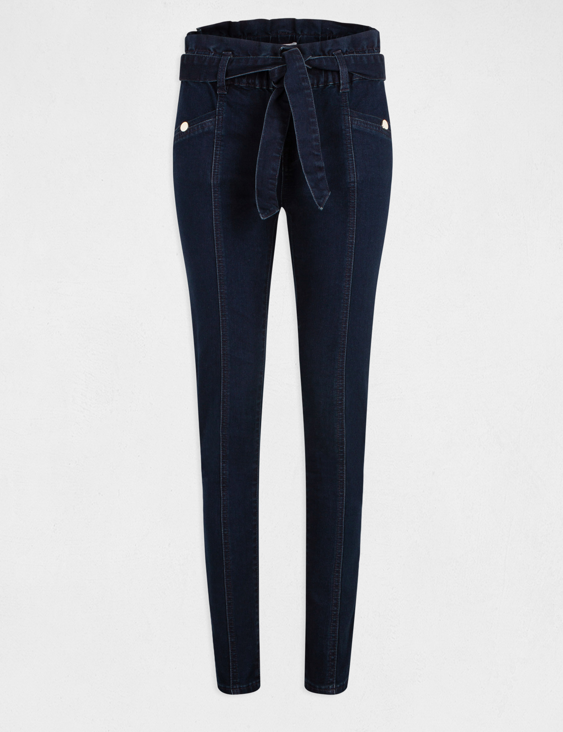 Jeans slim taille haute ceinturé jean stone femme