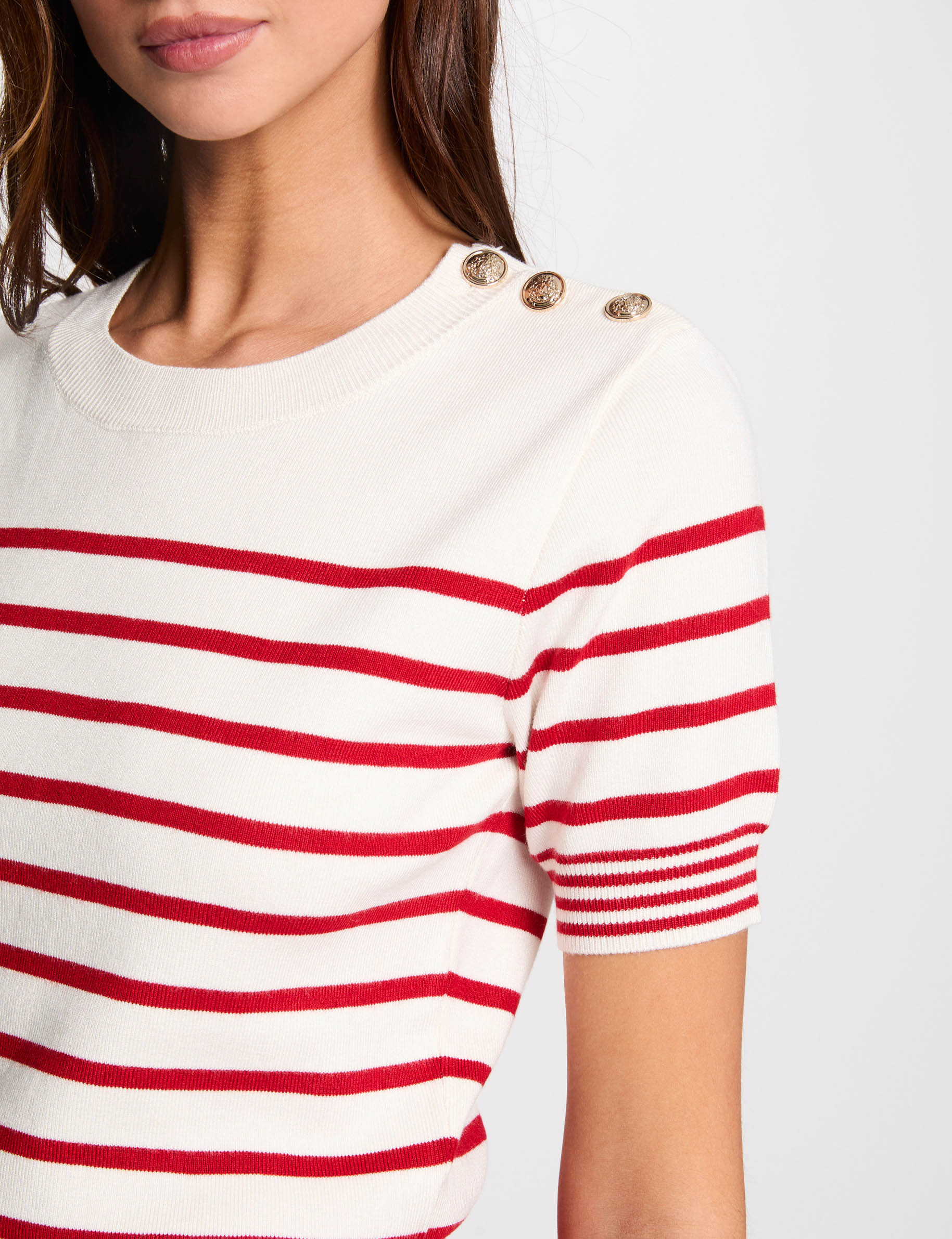 pull manches courtes raye ivoire femme Pull manches courtes rayé ivoire femme