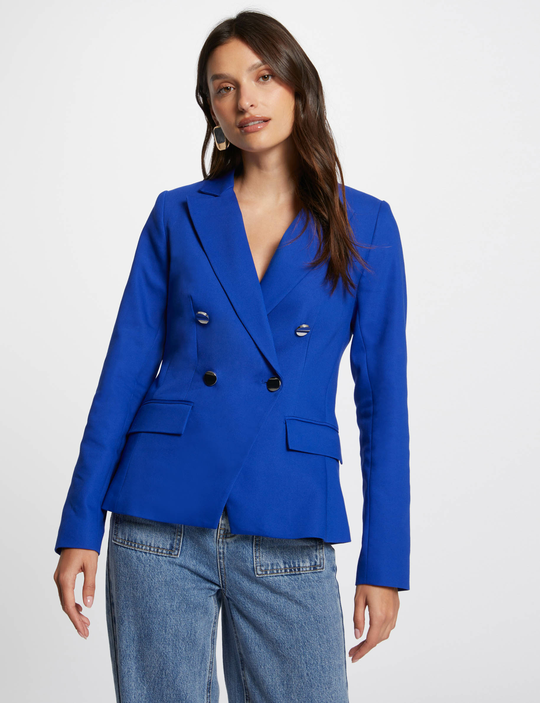 Veste à simple boutonnage en laine froide avec patchs | Elisabetta Franchi