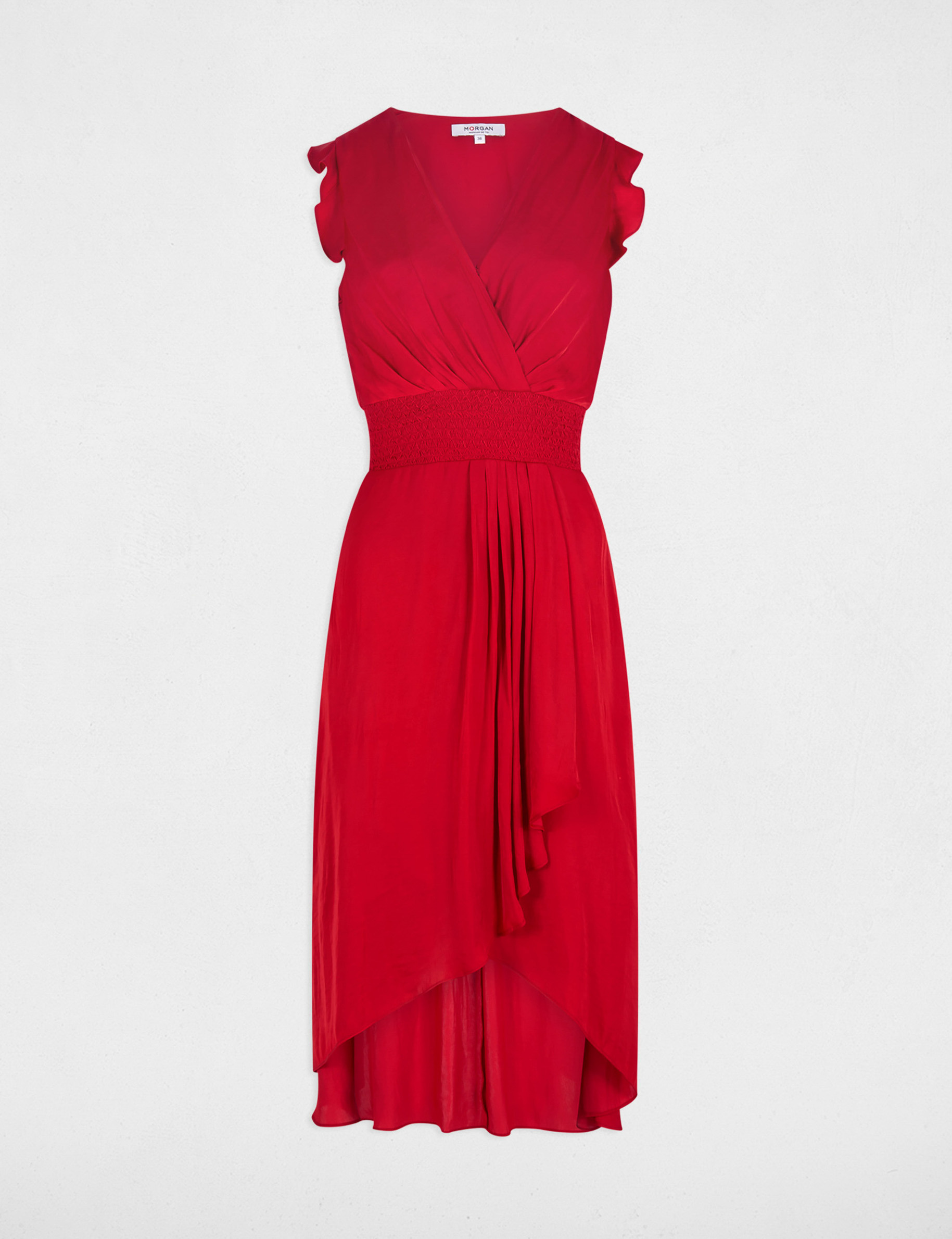 robe droite fluide sans manches rouge femme Robe droite fluide sans manches rouge femme
