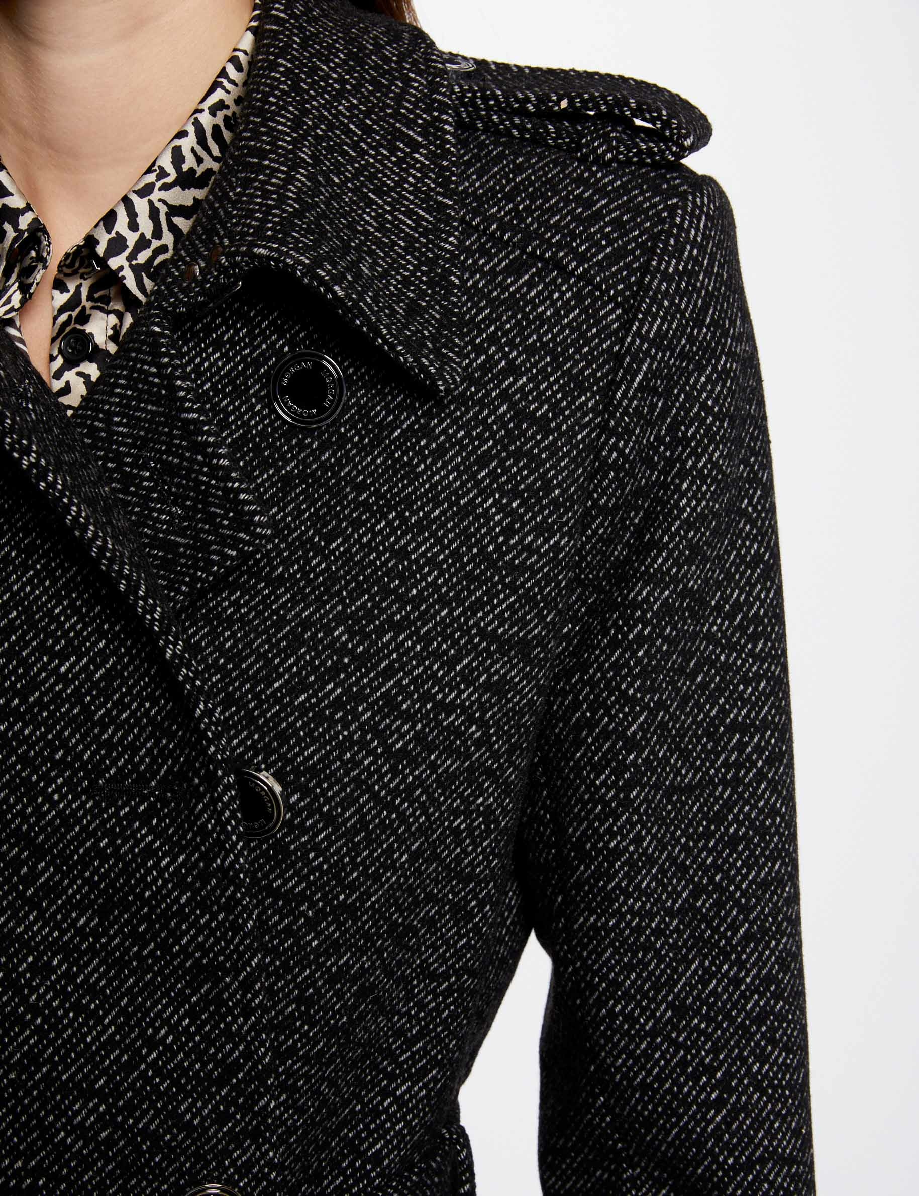 Manteau long ceinturé à boutons gris moyen femme