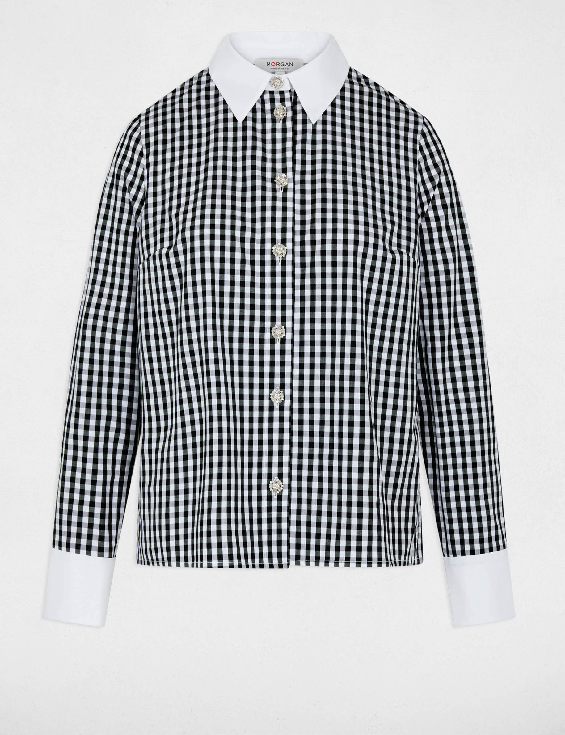 Chemise col contrastant multicolore femme