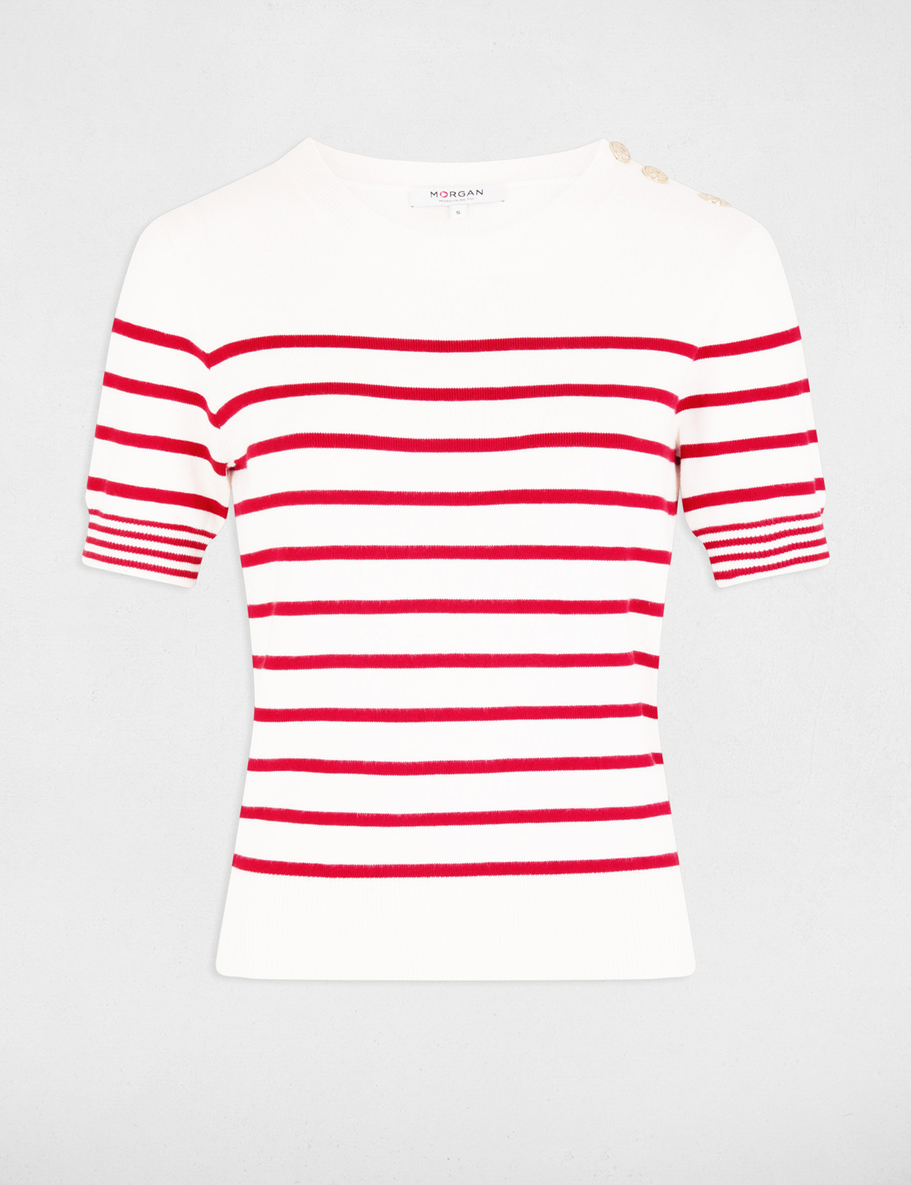 pull manches courtes raye ivoire femme Pull manches courtes rayé ivoire femme