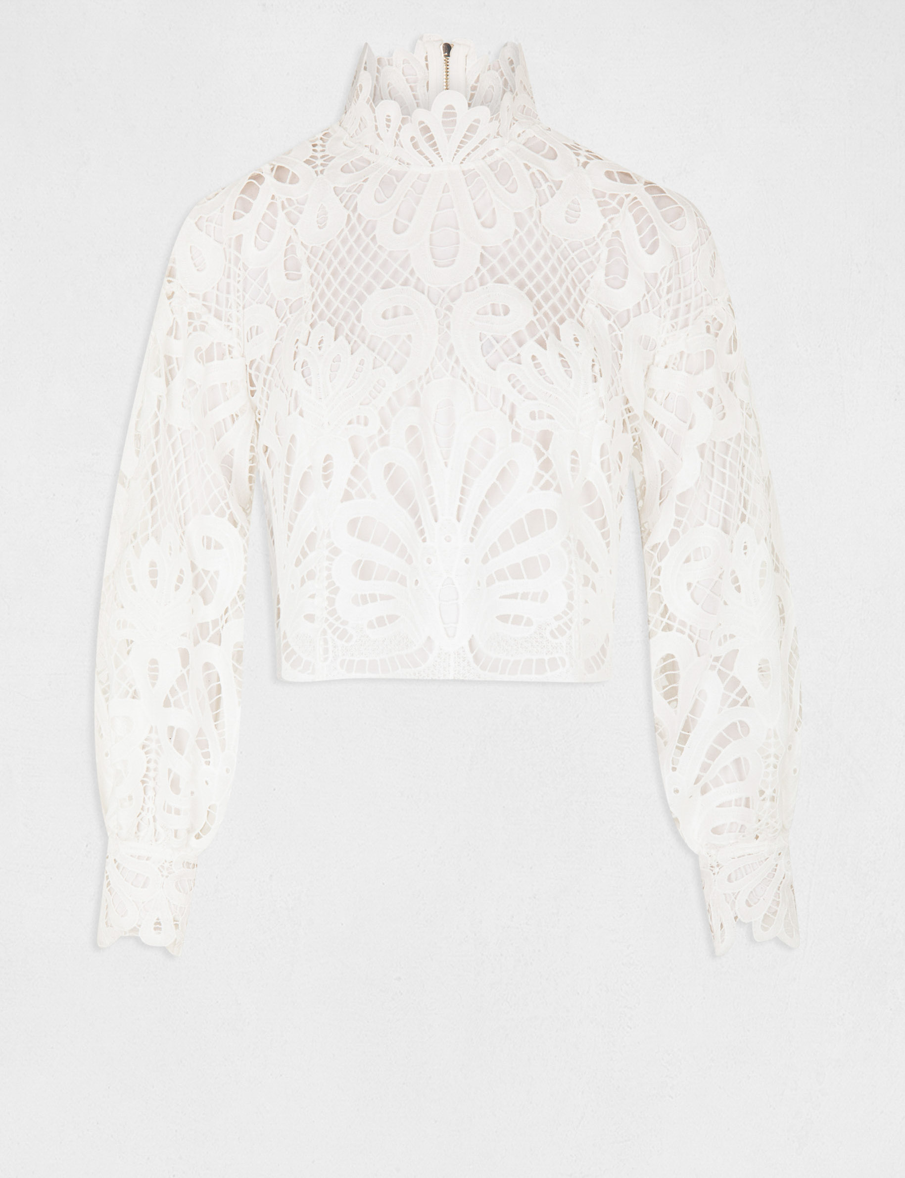 blouse manches longues en dentelle ecru femme Blouse manches longues en dentelle ecru femme