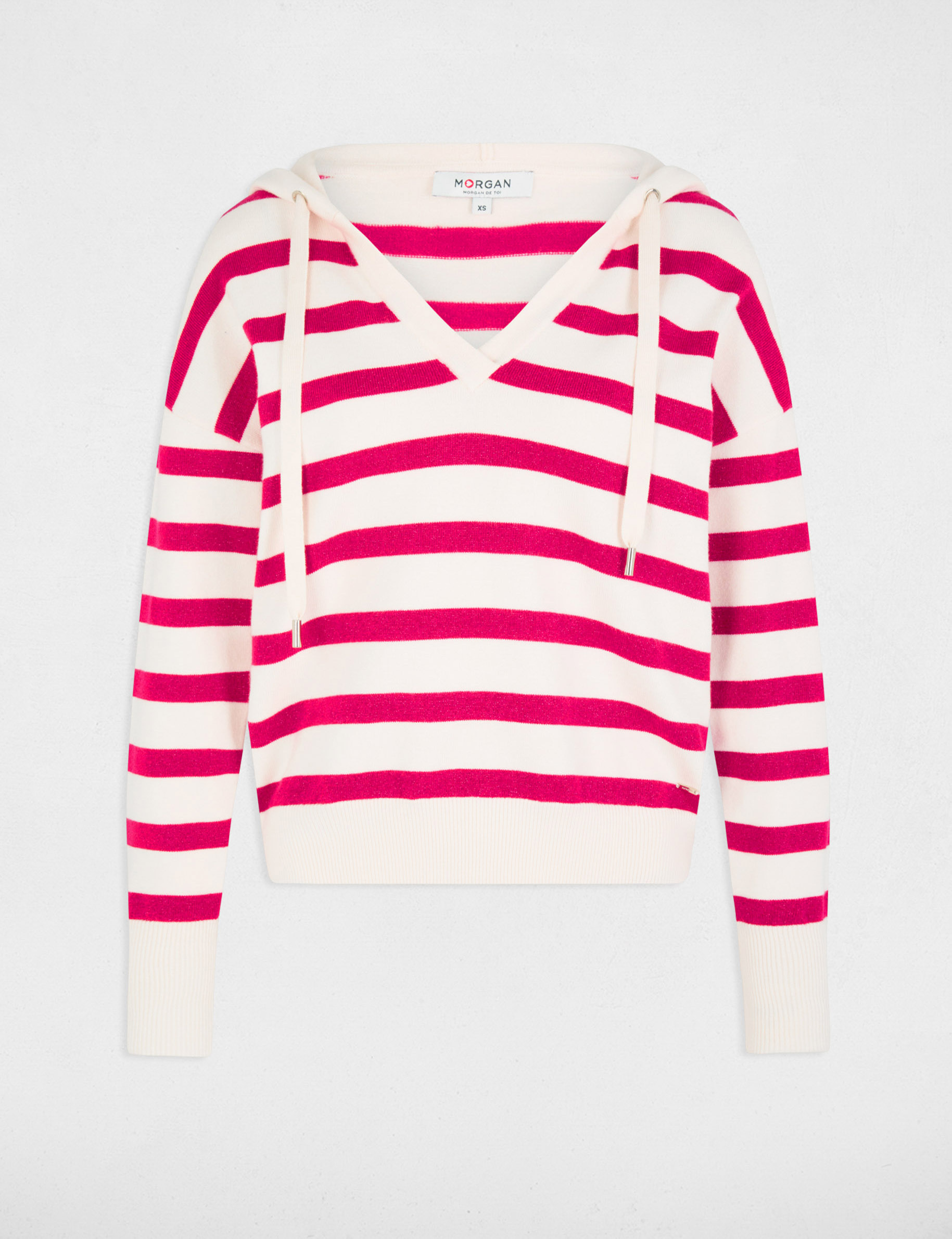 pull col en v a capuche violet femme Pull col en V à capuche violet femme