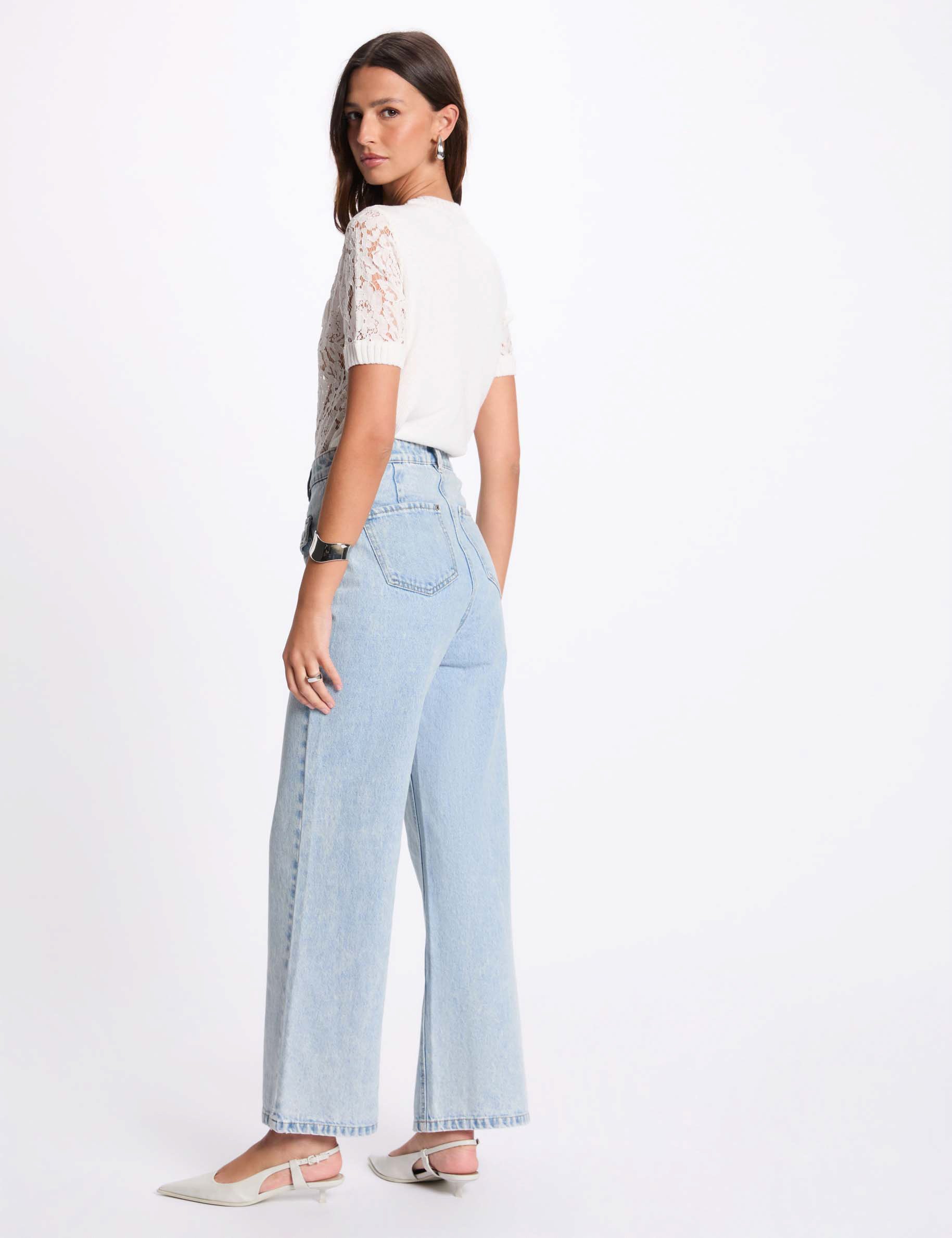 pull manches courtes dentelle blanc femme Pull manches courtes dentelle blanc femme