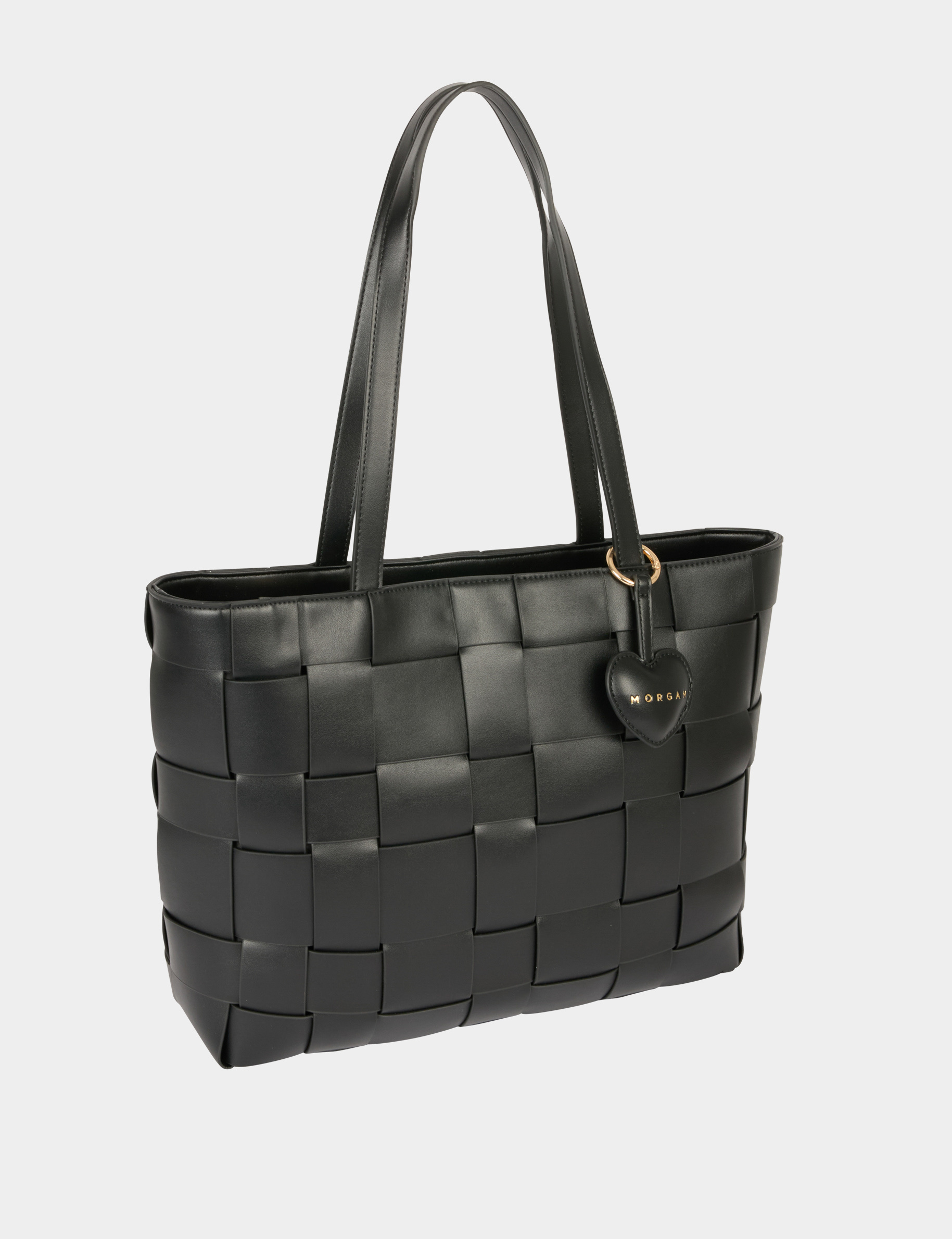 Sac cabas tress&eacute; noir femme