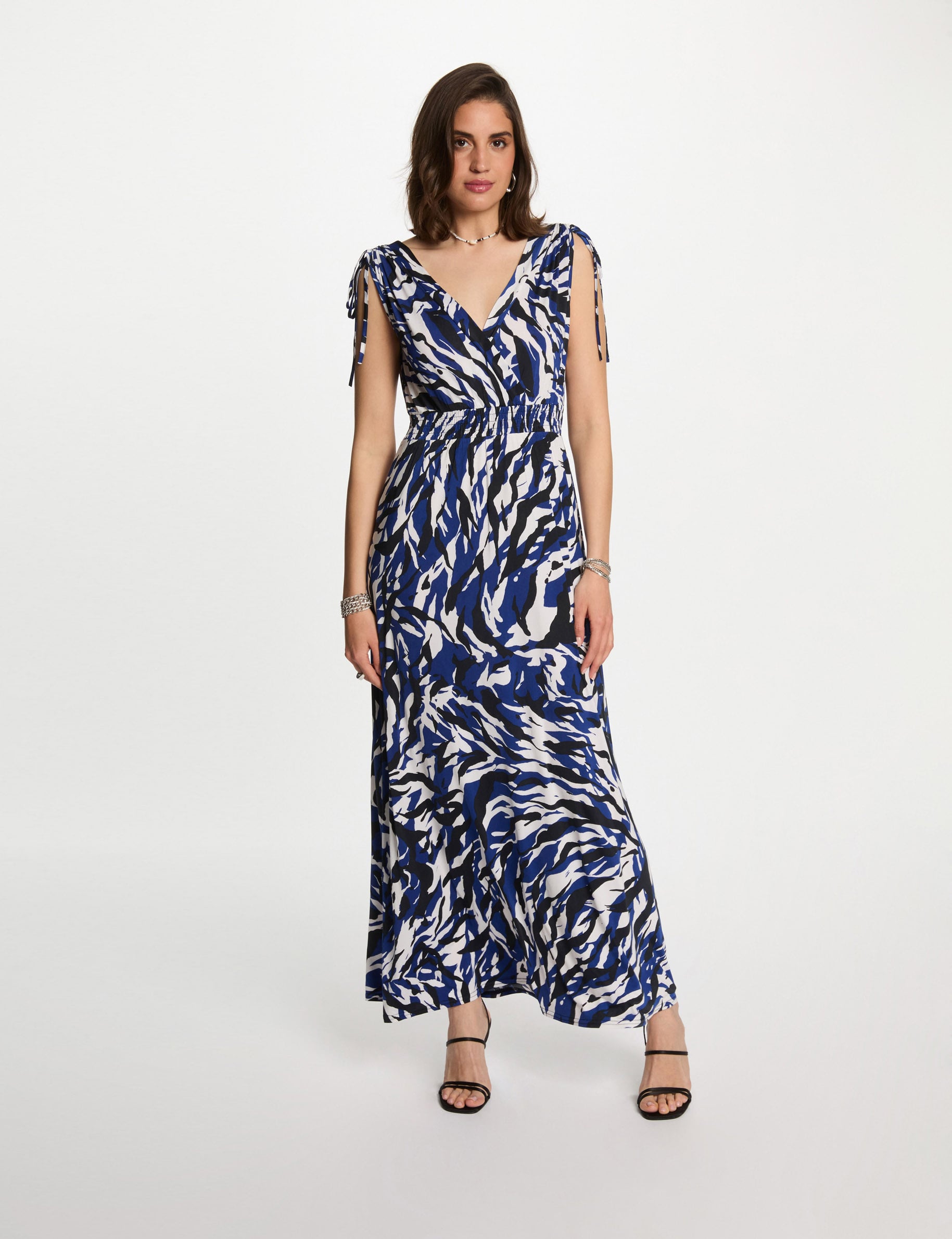 Robe longue droite imprim&eacute;e multicolore femme