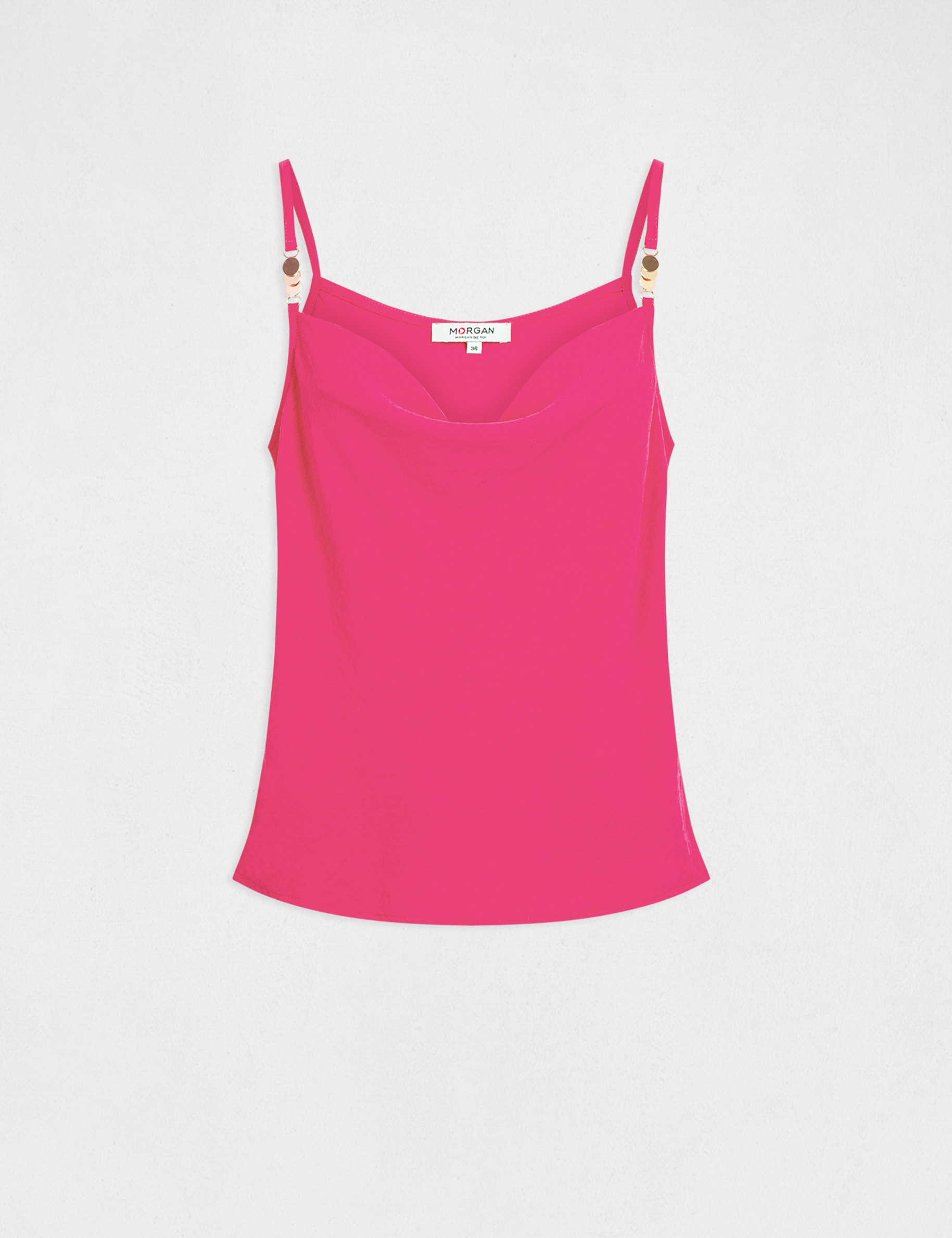 debardeur bretelles fines col benitier framboise femme Débardeur bretelles fines col bénitier framboise femme