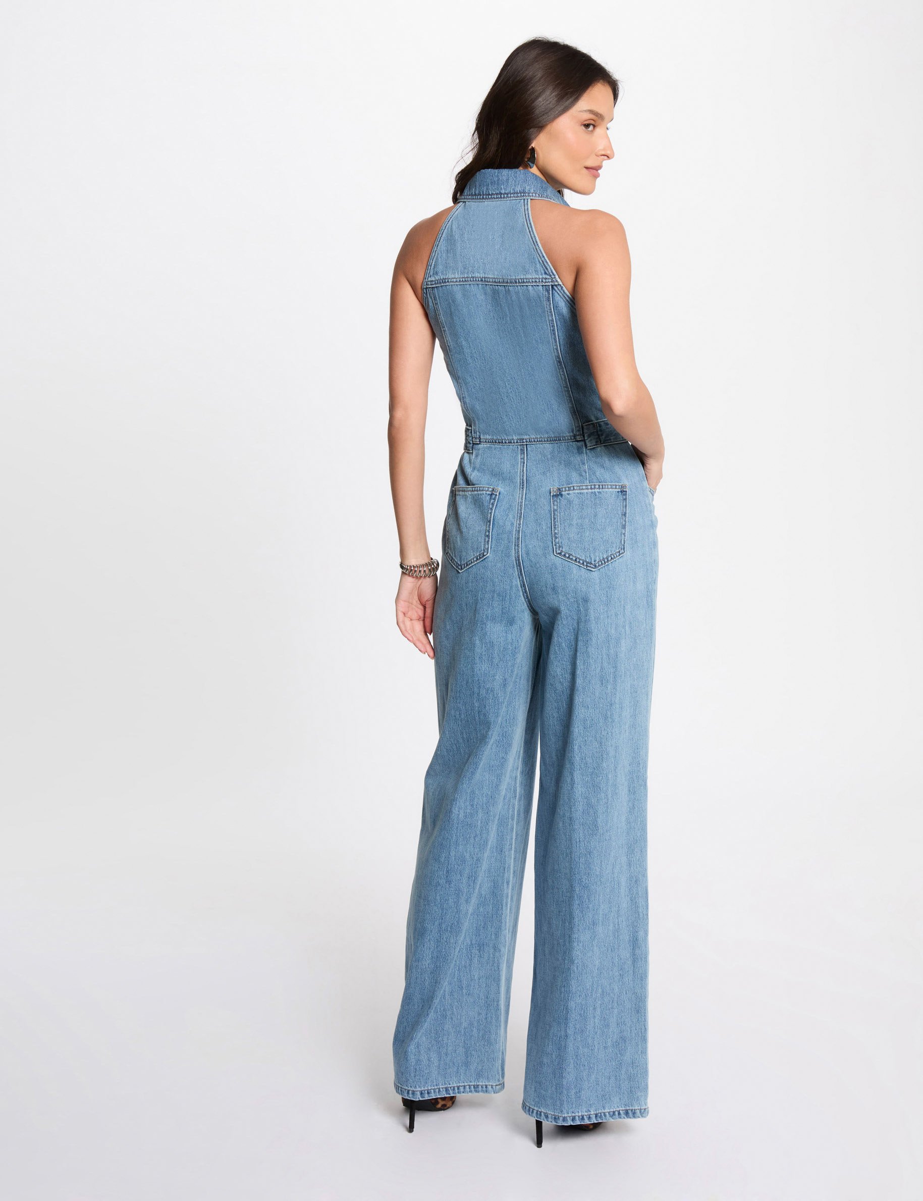 combinaison longue en jean denim bleach femme Combinaison longue en jean denim bleach femme