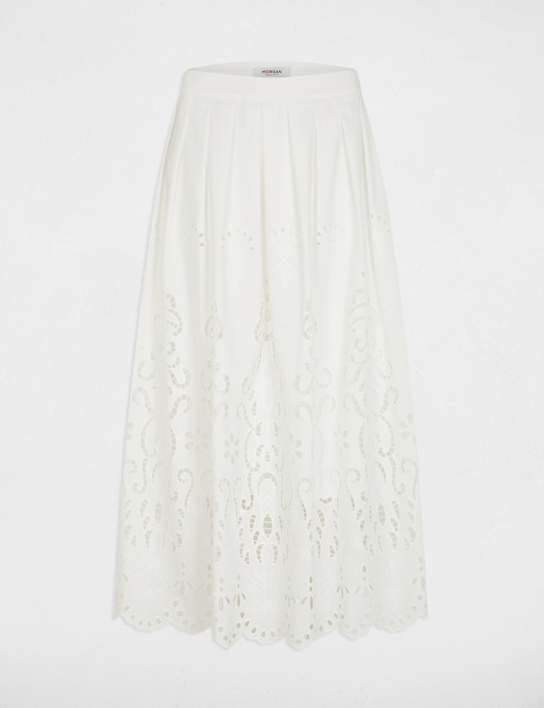 Jupe longue &eacute;vas&eacute;e blanc femme