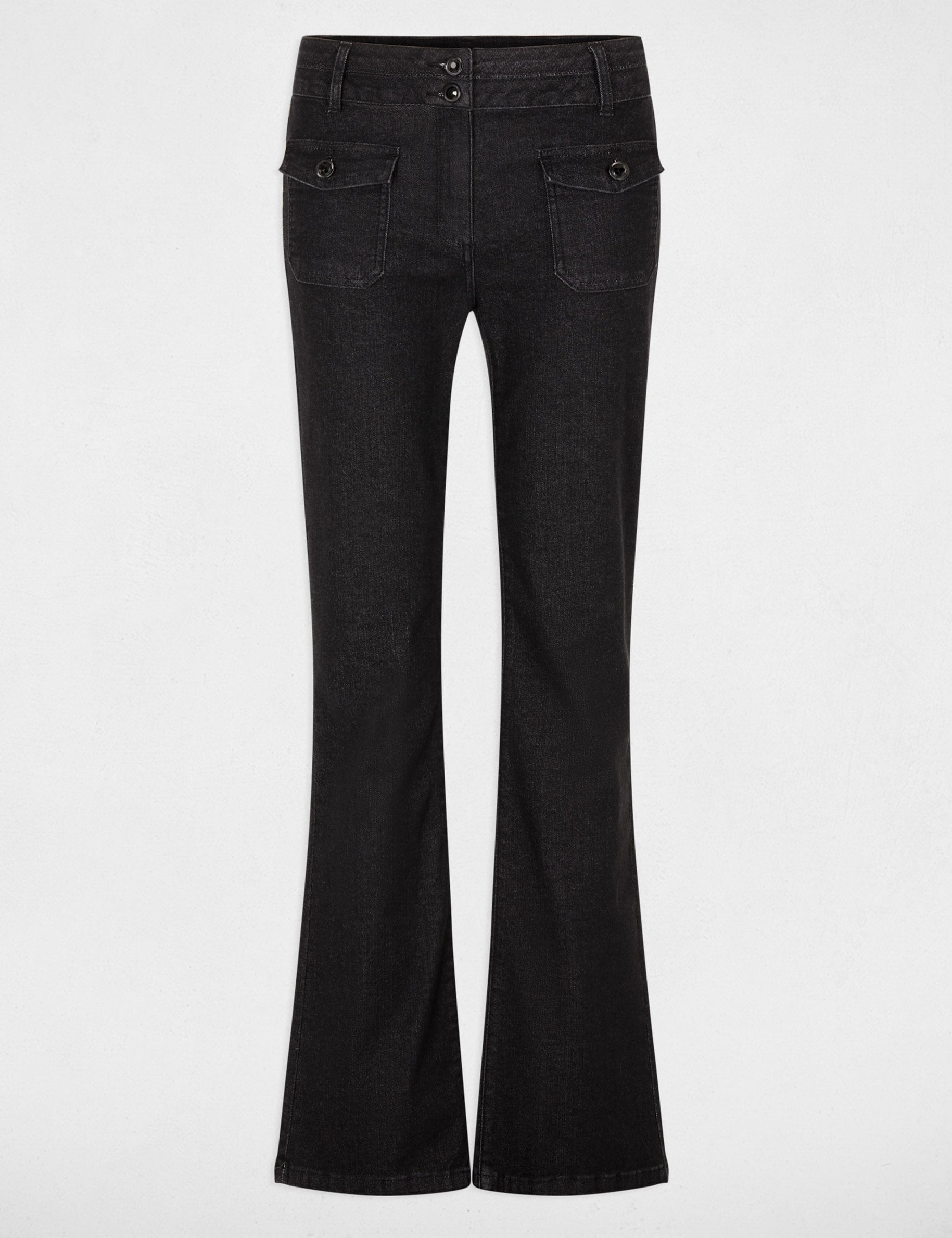 Jean bootcut boutons denim noir femme