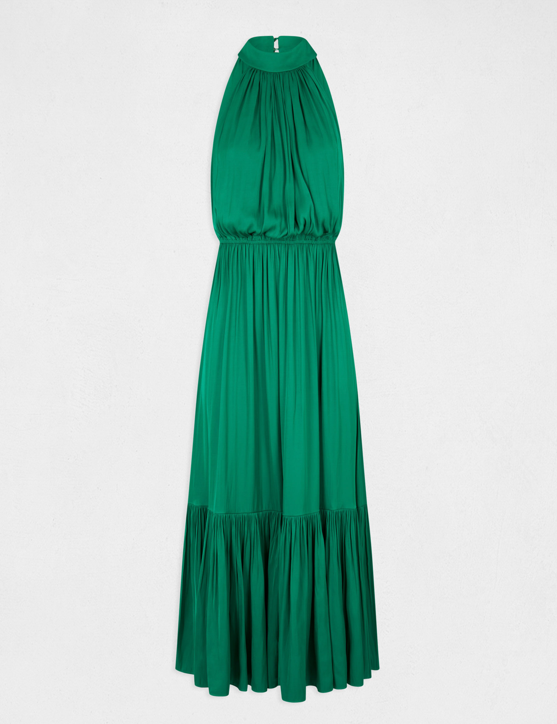 Robe longue évasée fluide vert femme Robe longue évasée fluide vert femme