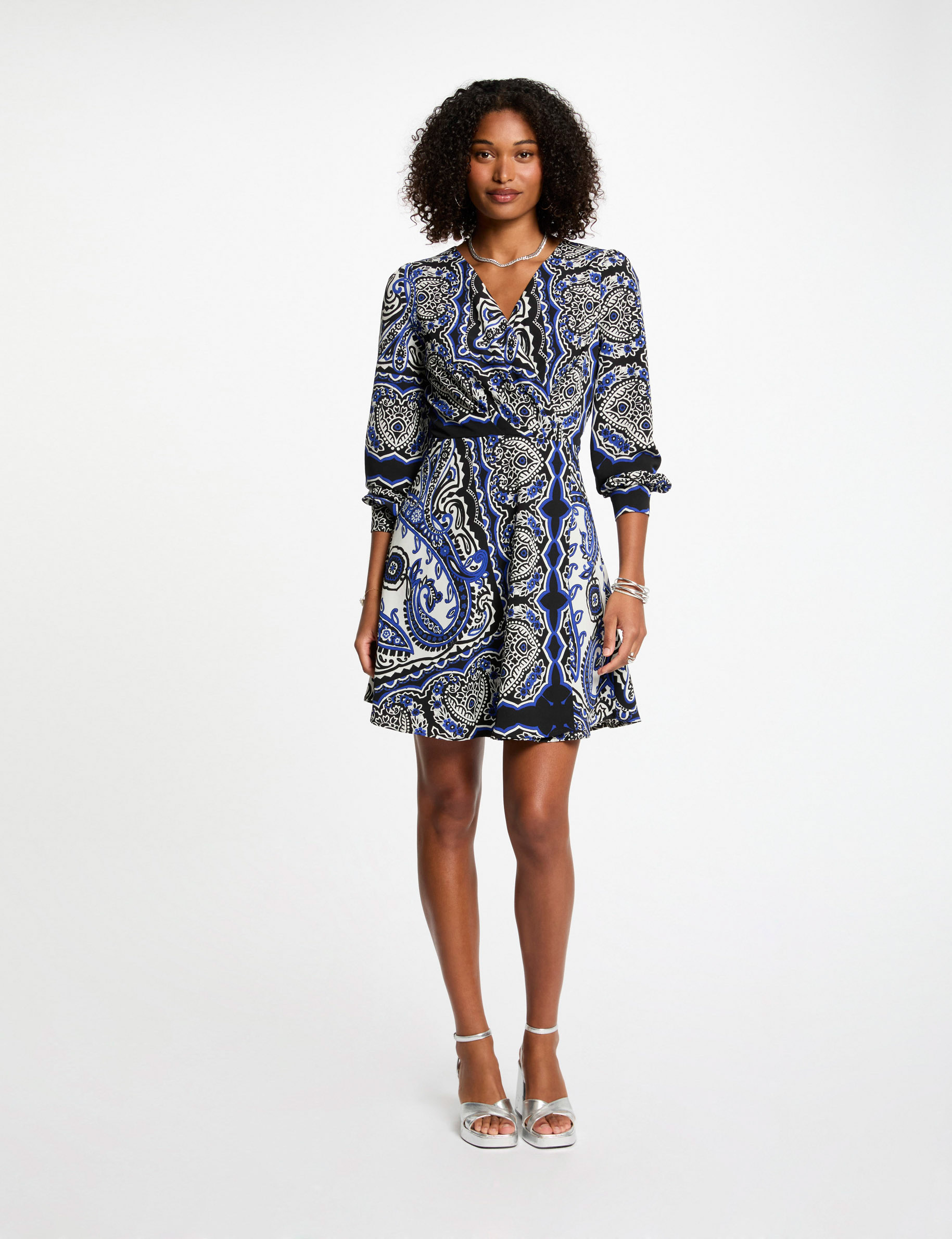 Robe courte &eacute;vas&eacute;e imprim&eacute;e multicolore femme
