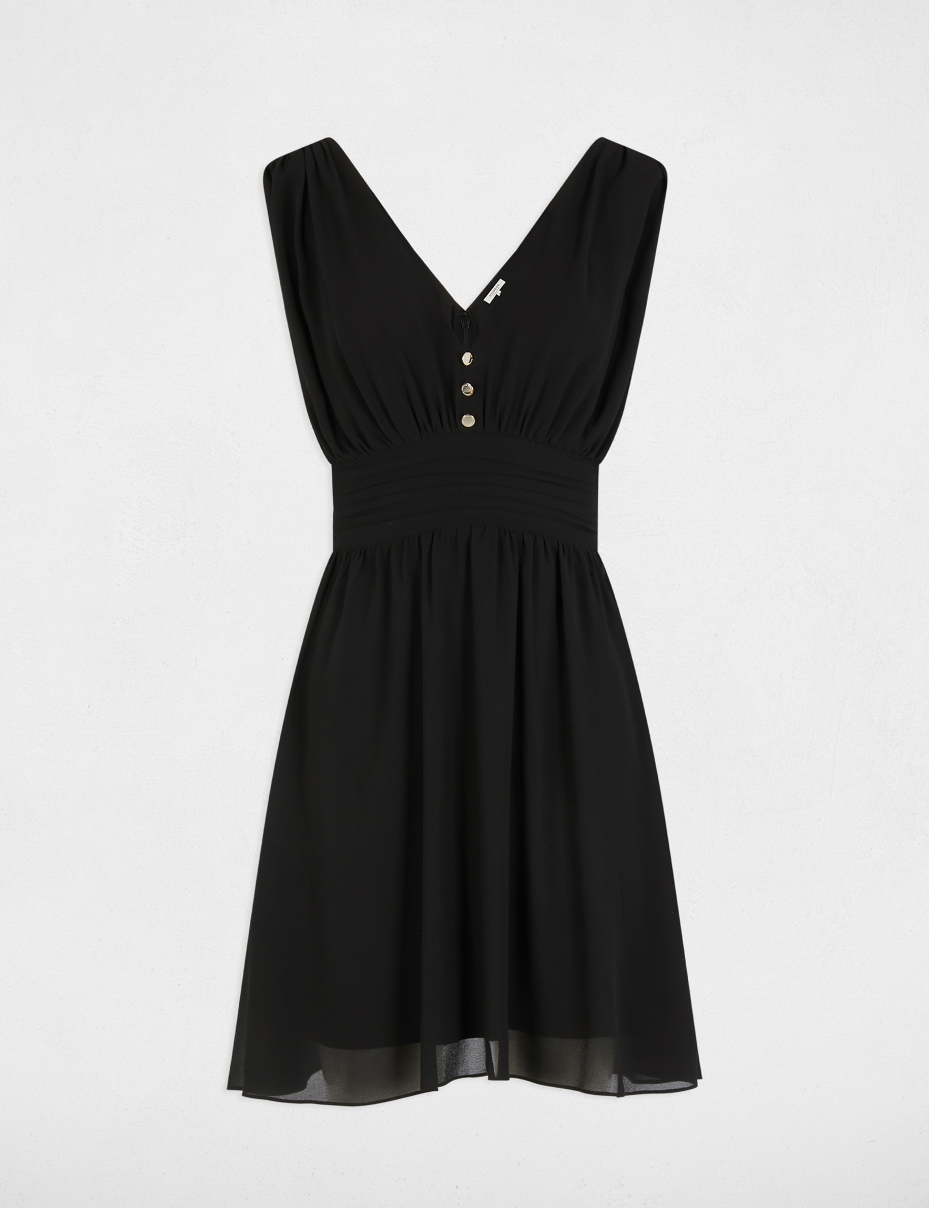 Robe courte &eacute;vas&eacute;e fluide noir femme