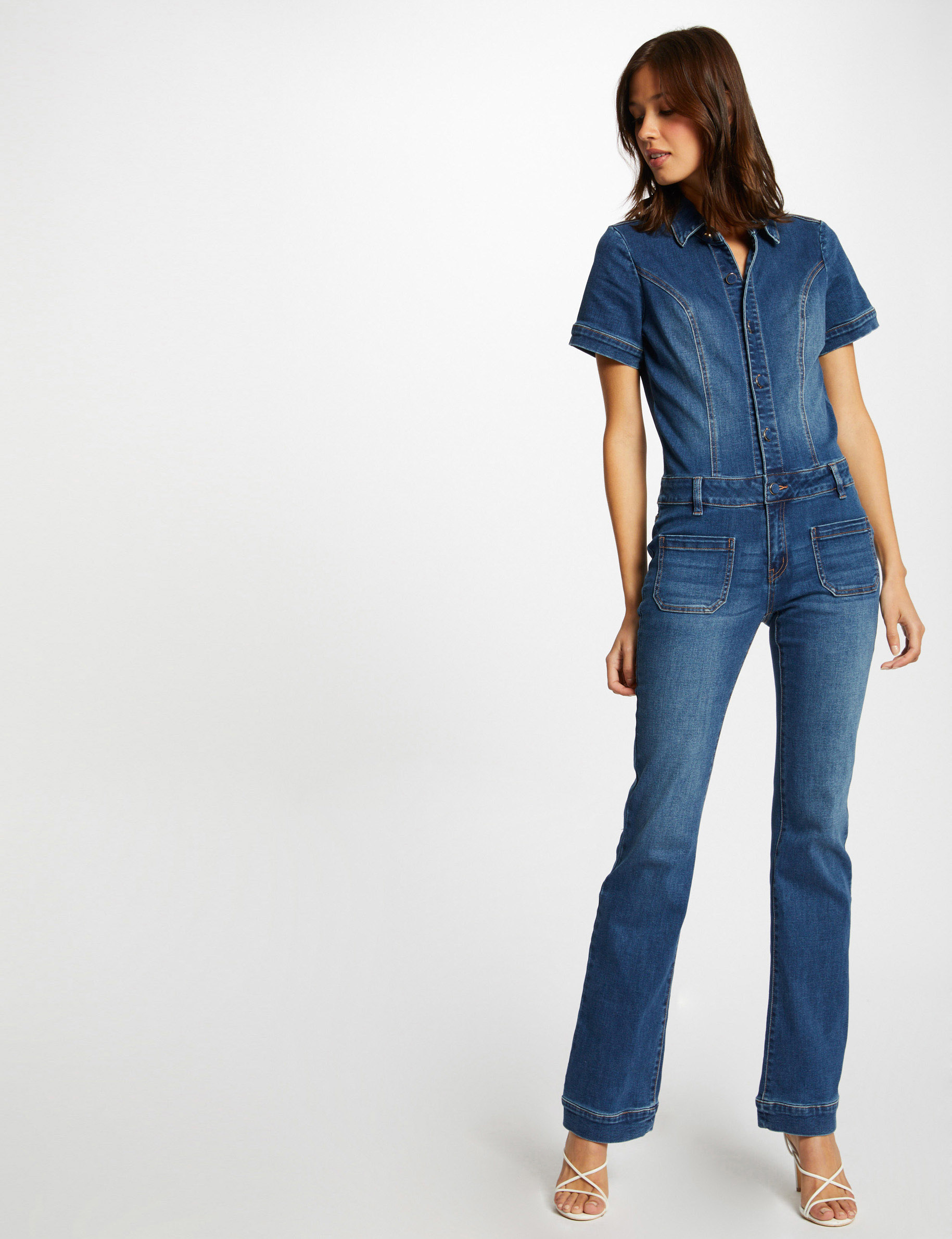 combinaison flare en jean jean stone femme Combinaison flare en jean jean stone femme