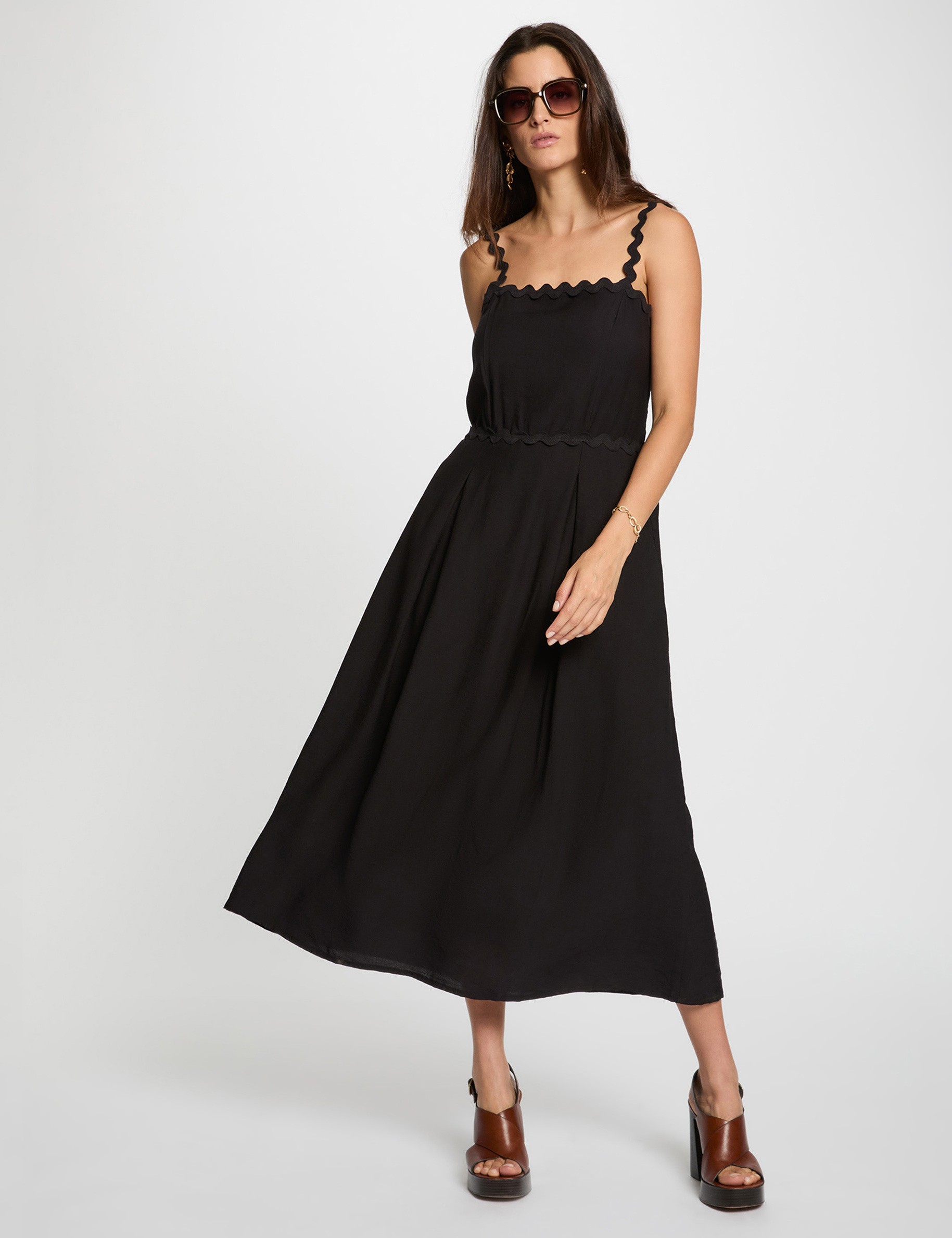 Robe Ajustée Maille Fine Sans Bretelles George - Couleur Ivoire Et Noire - Taille 16 - Occasion TB État