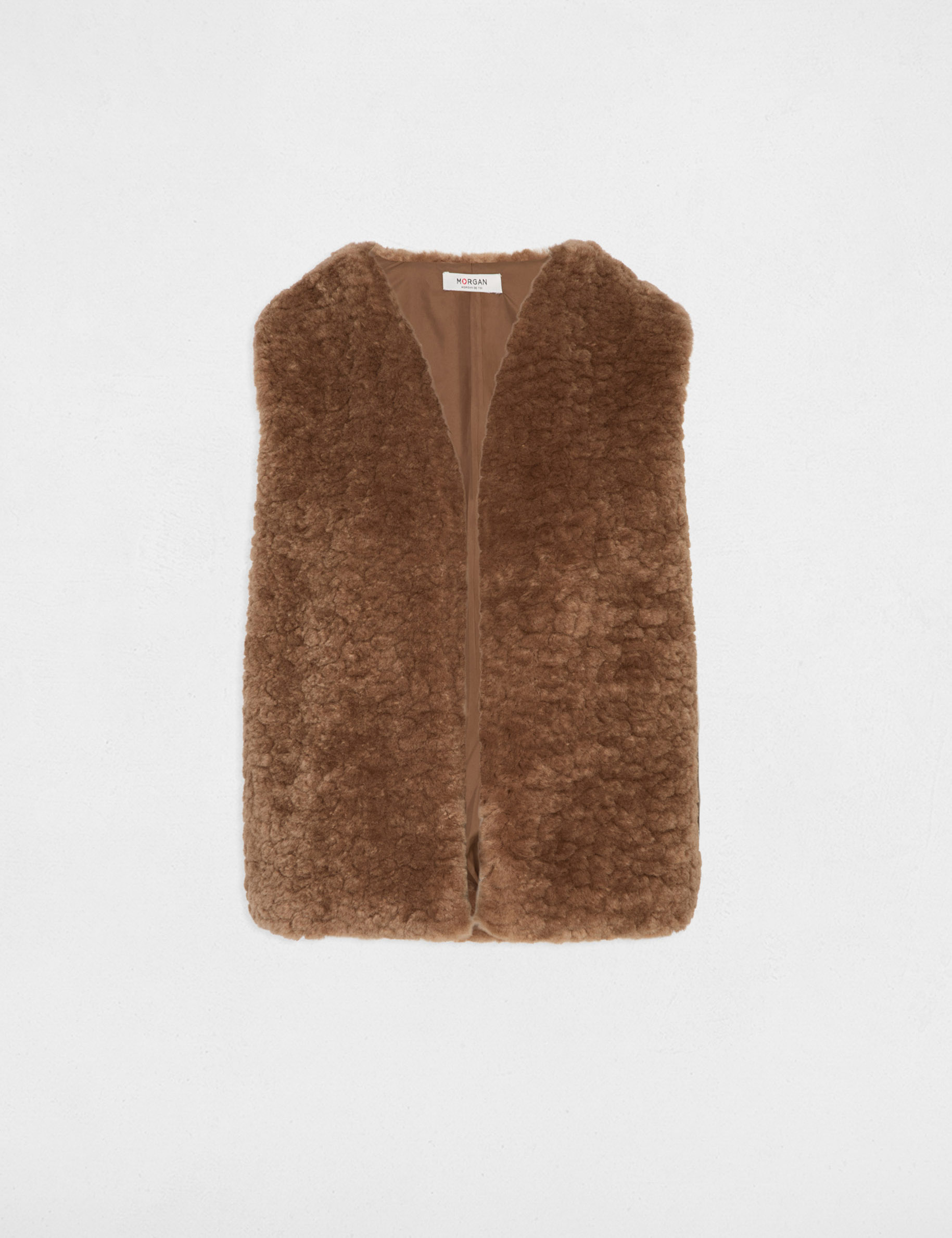Gilet fausse fourrure marron femme