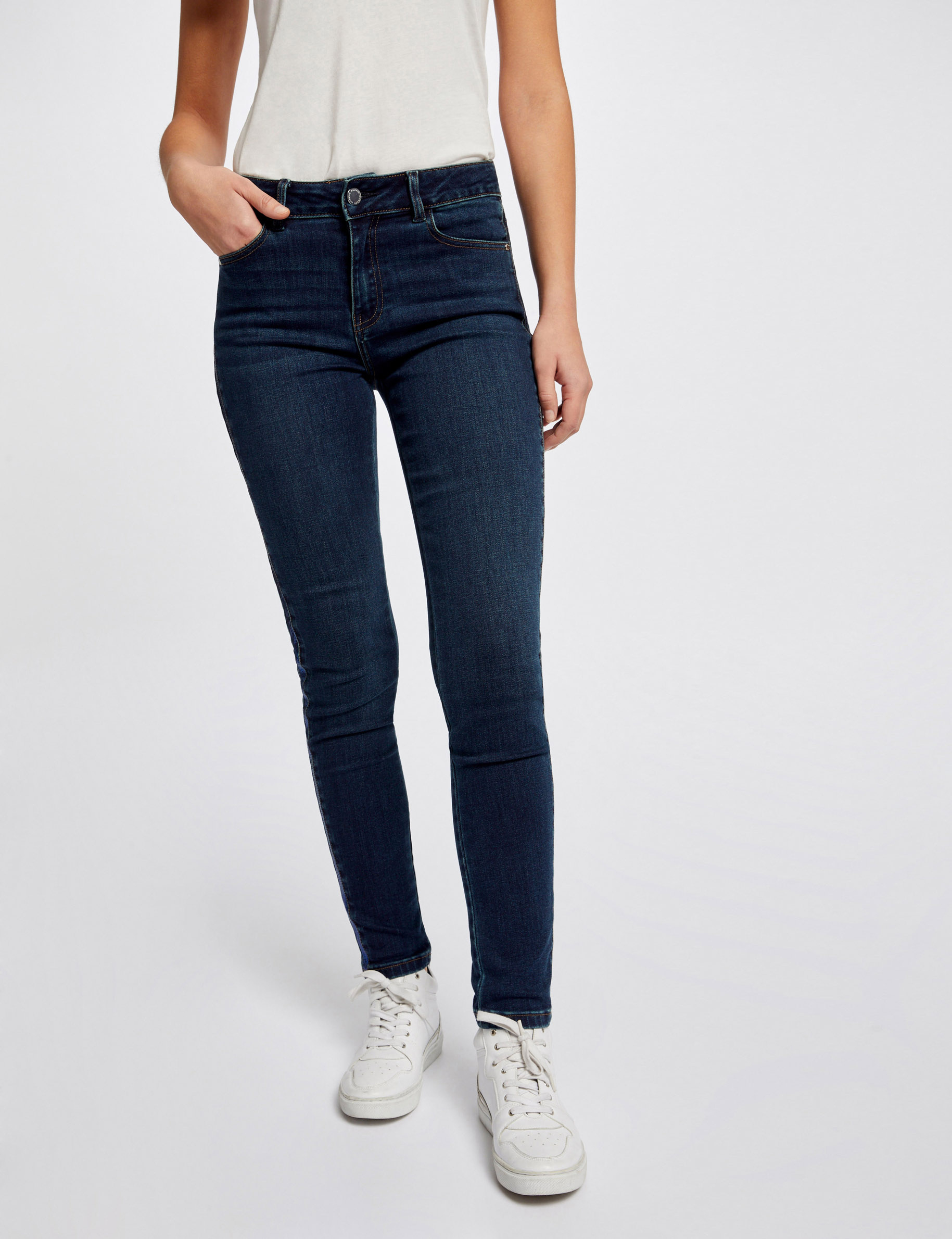 jeans slim avec bandes sequins jean stone femme Jeans slim avec bandes sequins jean stone femme