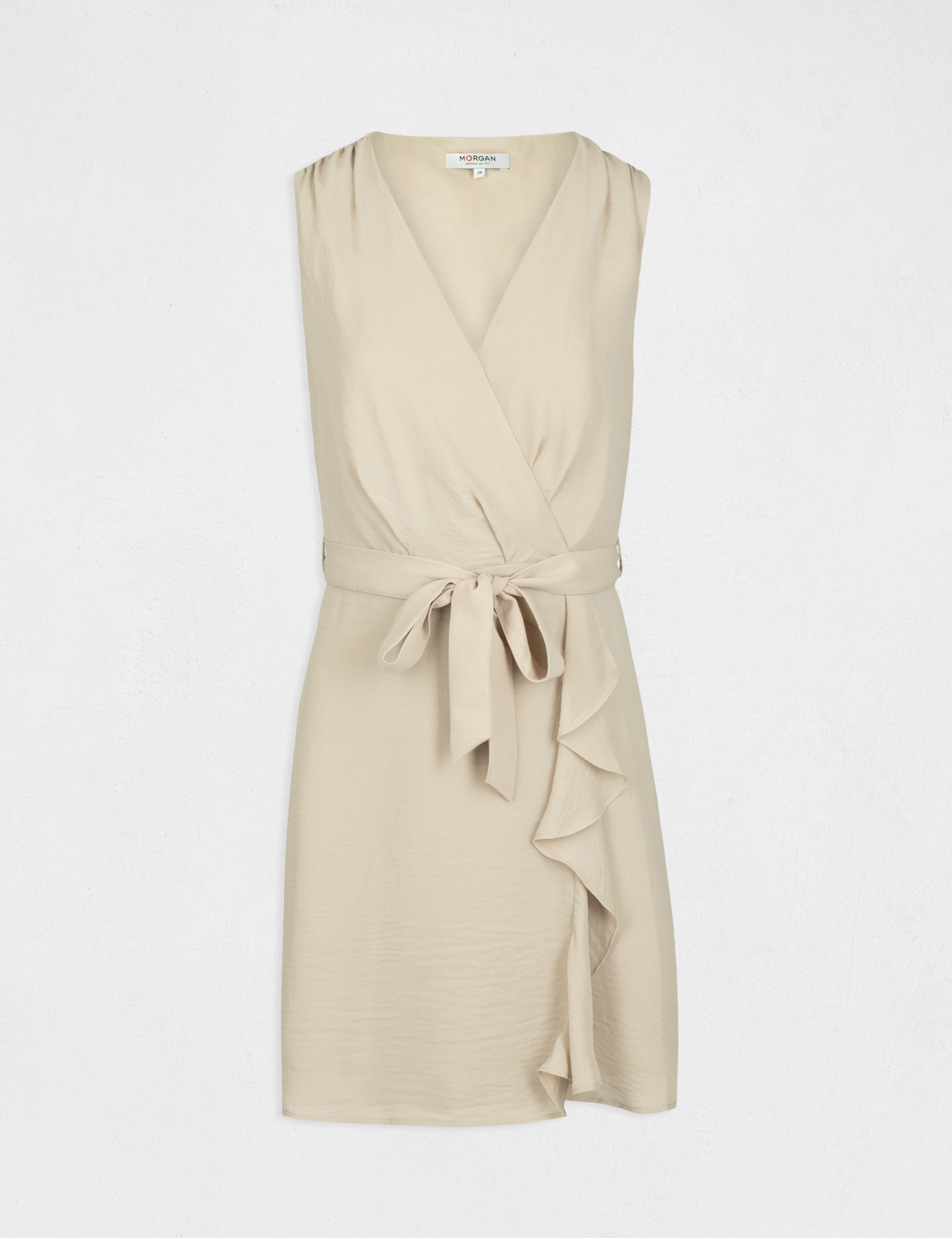 Robe portefeuille sans manches caramel femme | Morgan