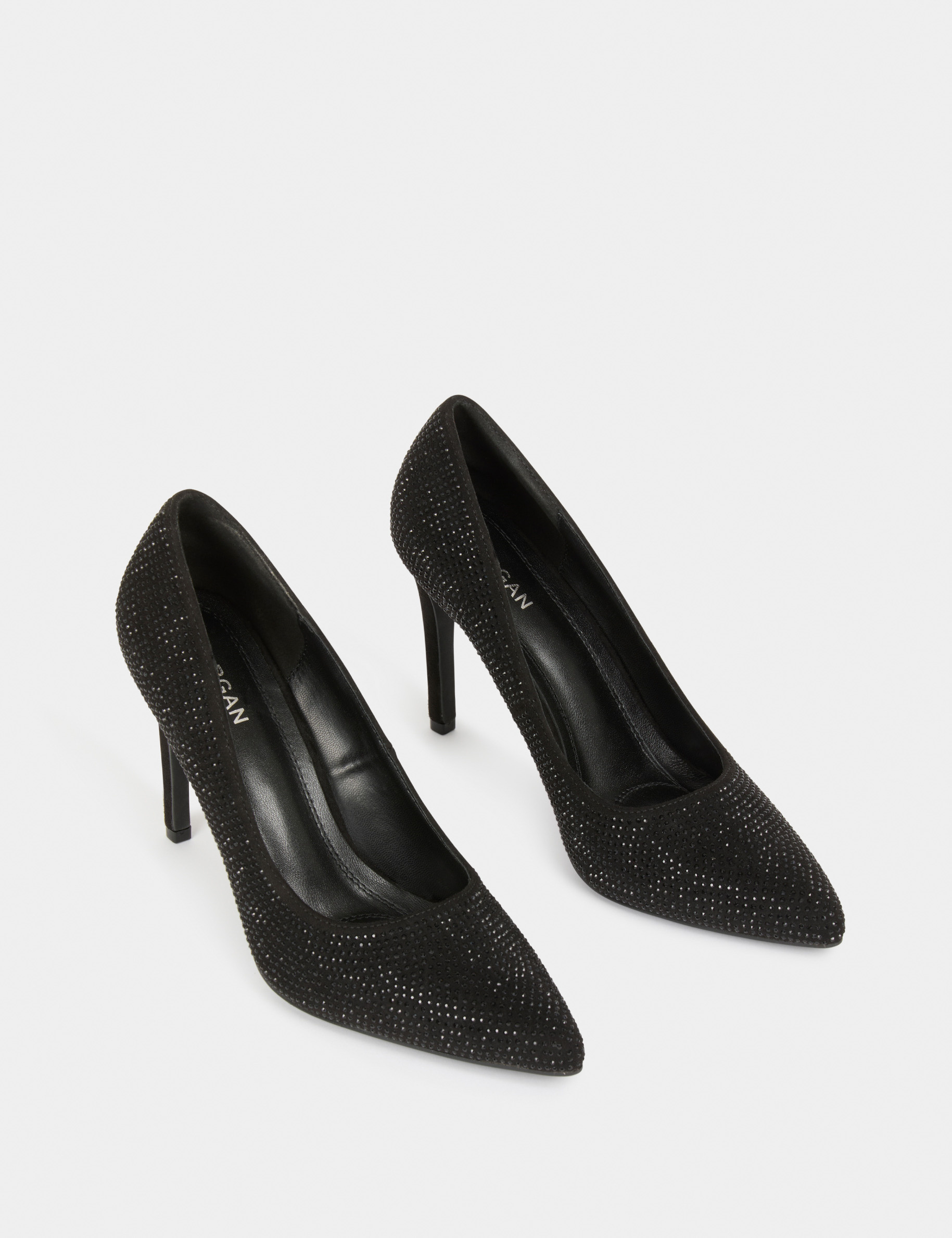 Escarpins d&eacute;tails strass noir femme