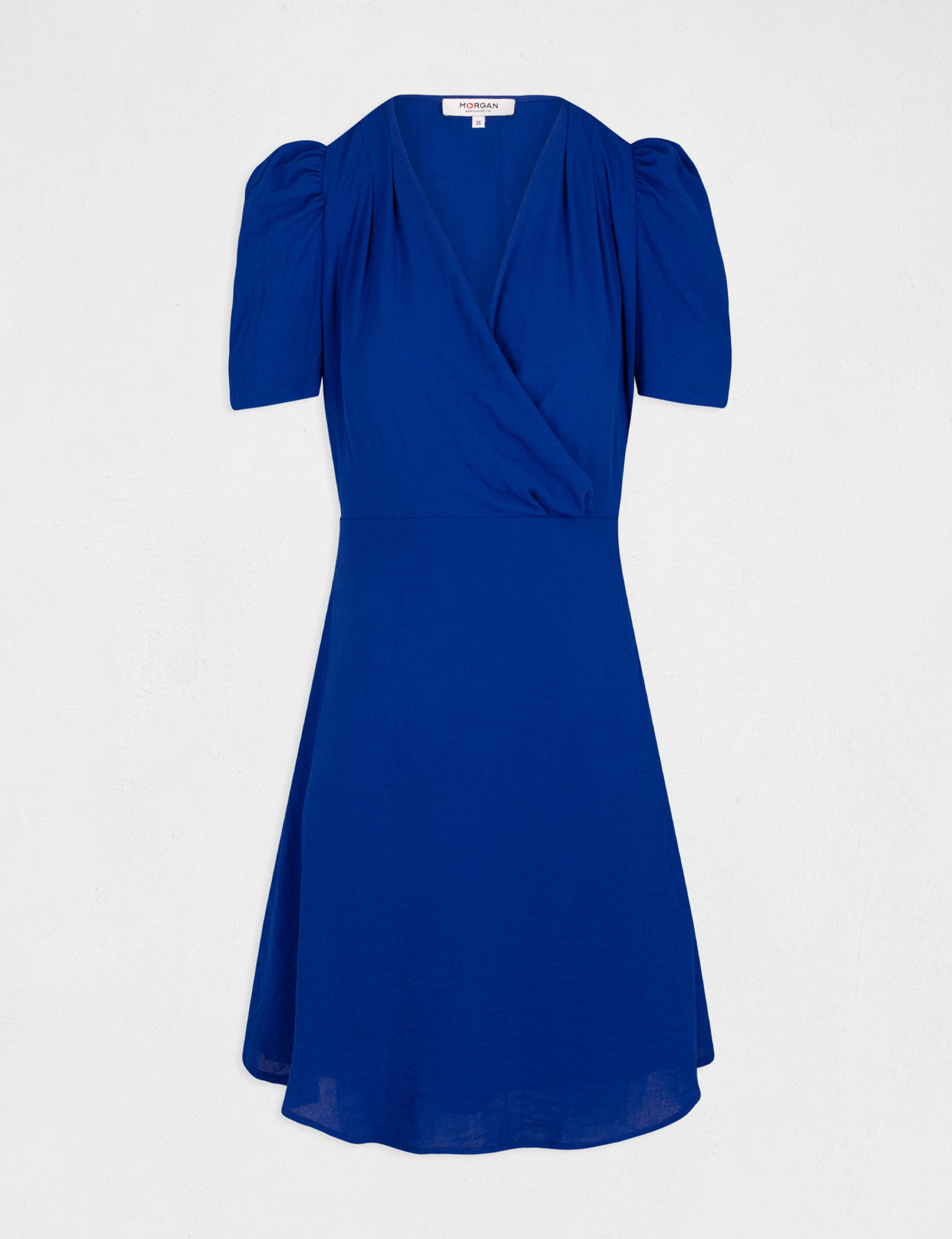 robe evasee avec col cache coeur bleu electrique femme Robe évasée avec col cache-coeur bleu electrique femme