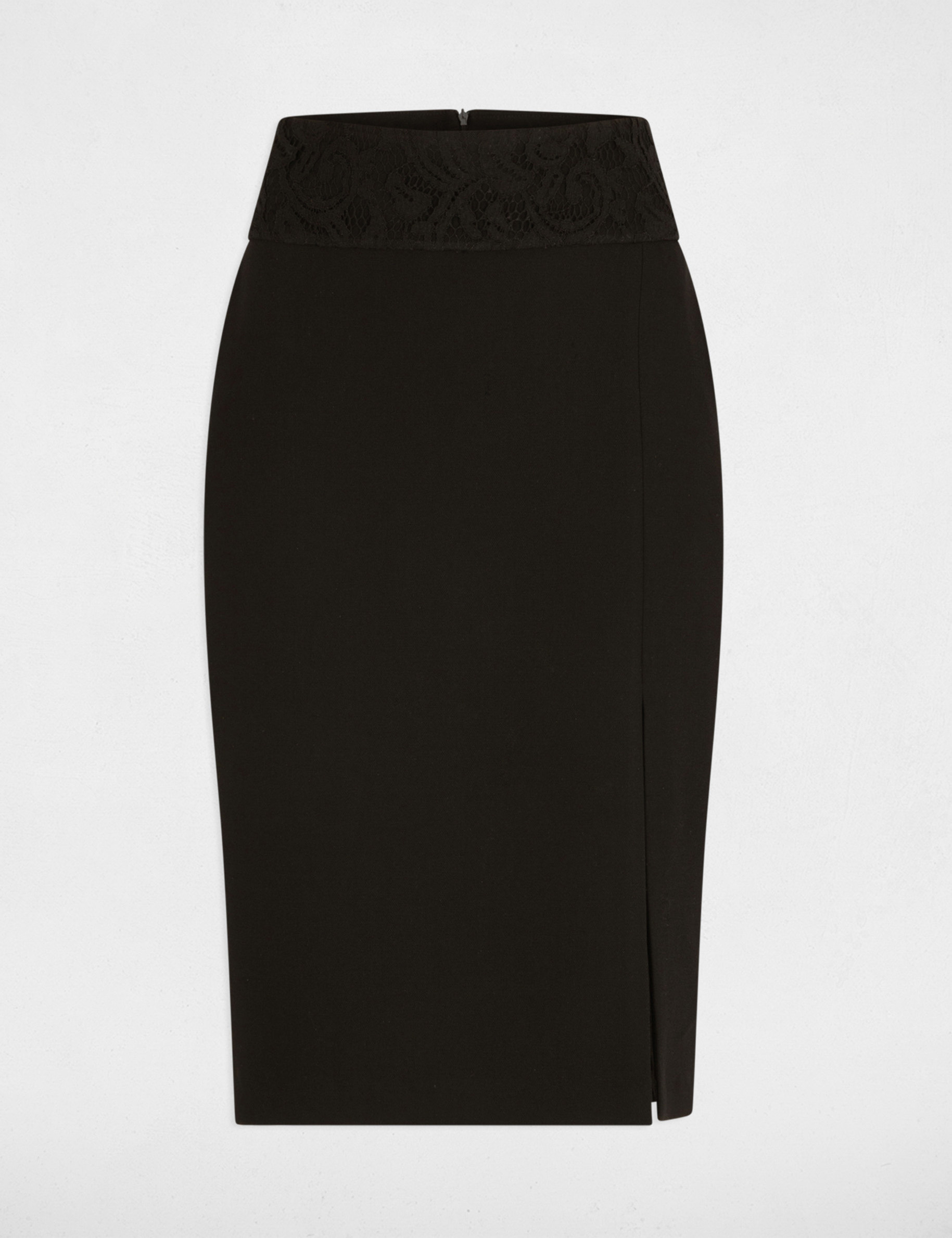 Jupe crayon taille dentelle noir femme Morgan