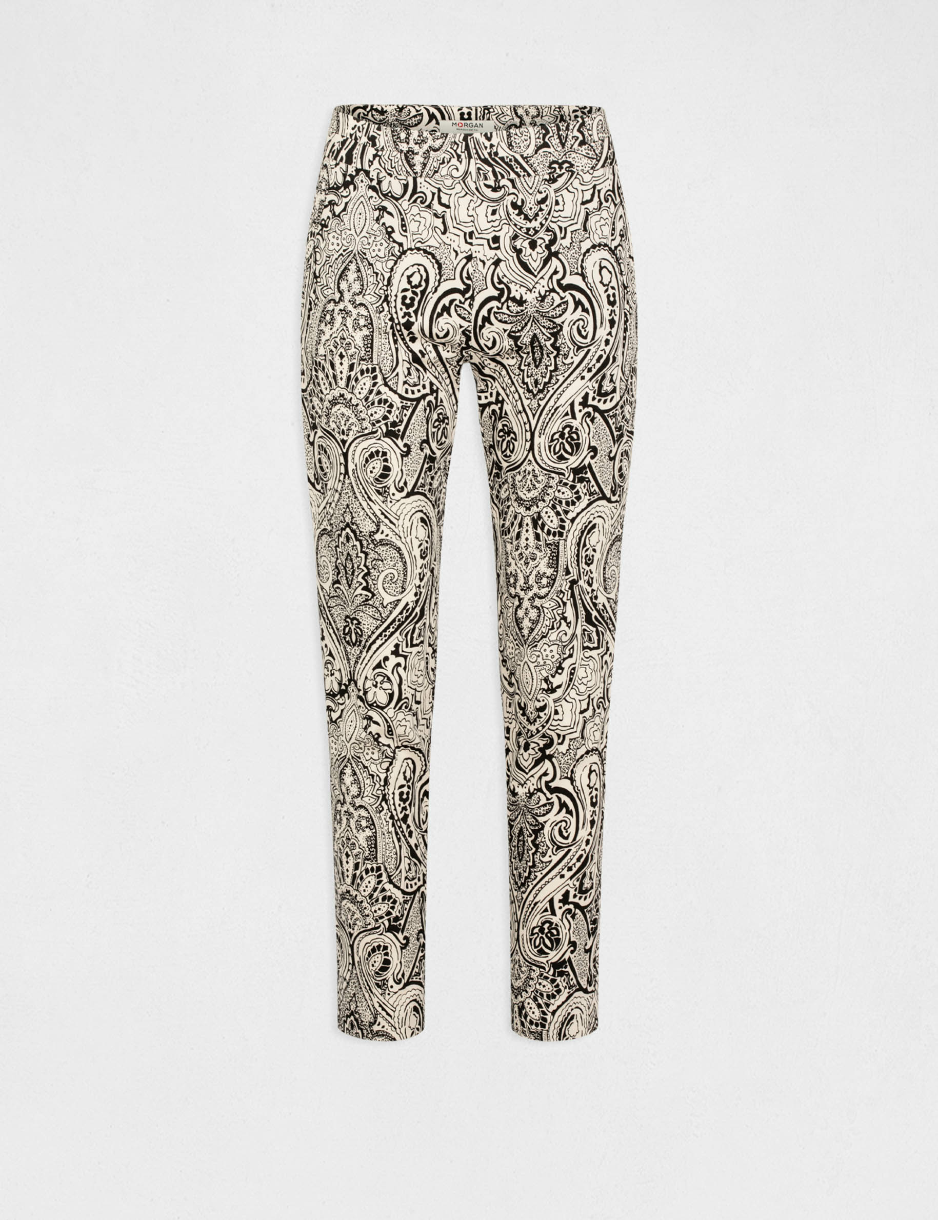Pantalon ajusté imprimé cachemire noir femme Pantalon ajusté imprimé cachemire noir femme