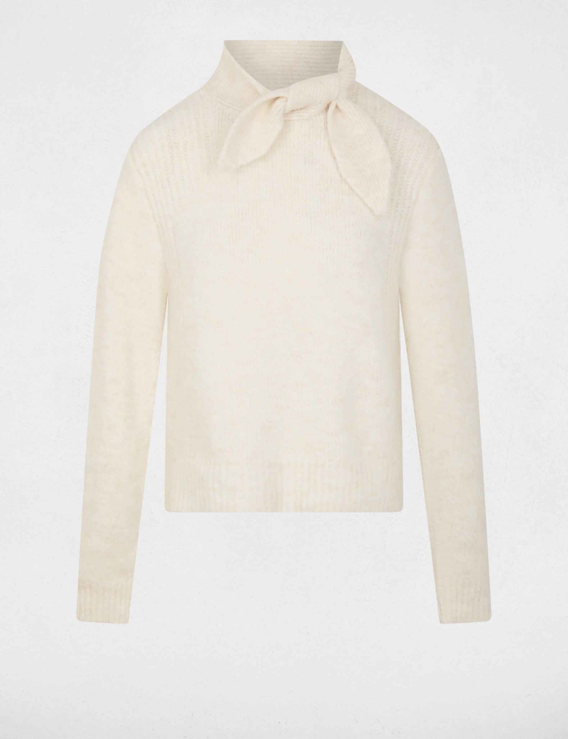 Pull col montant ivoire femme
