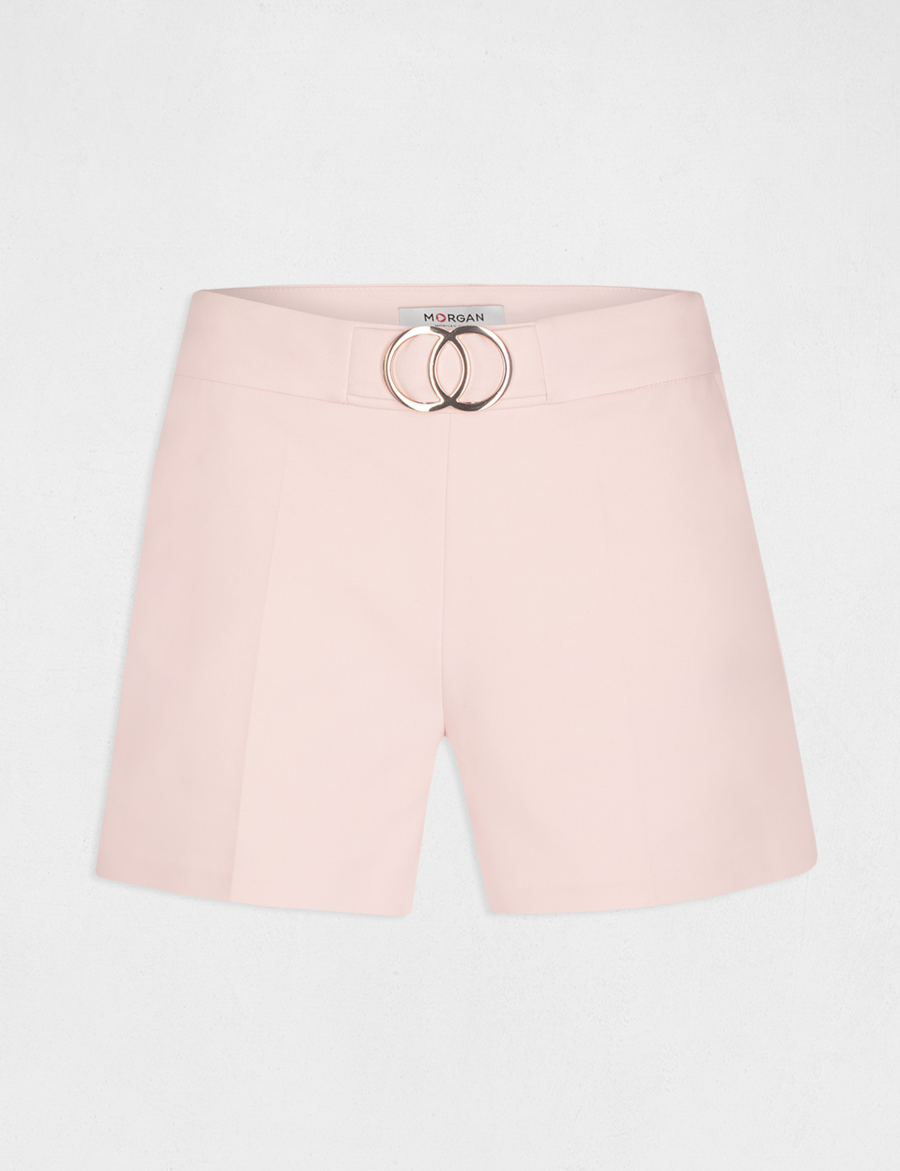 Short droit taille haute avec boucles rose pale femme Morgan