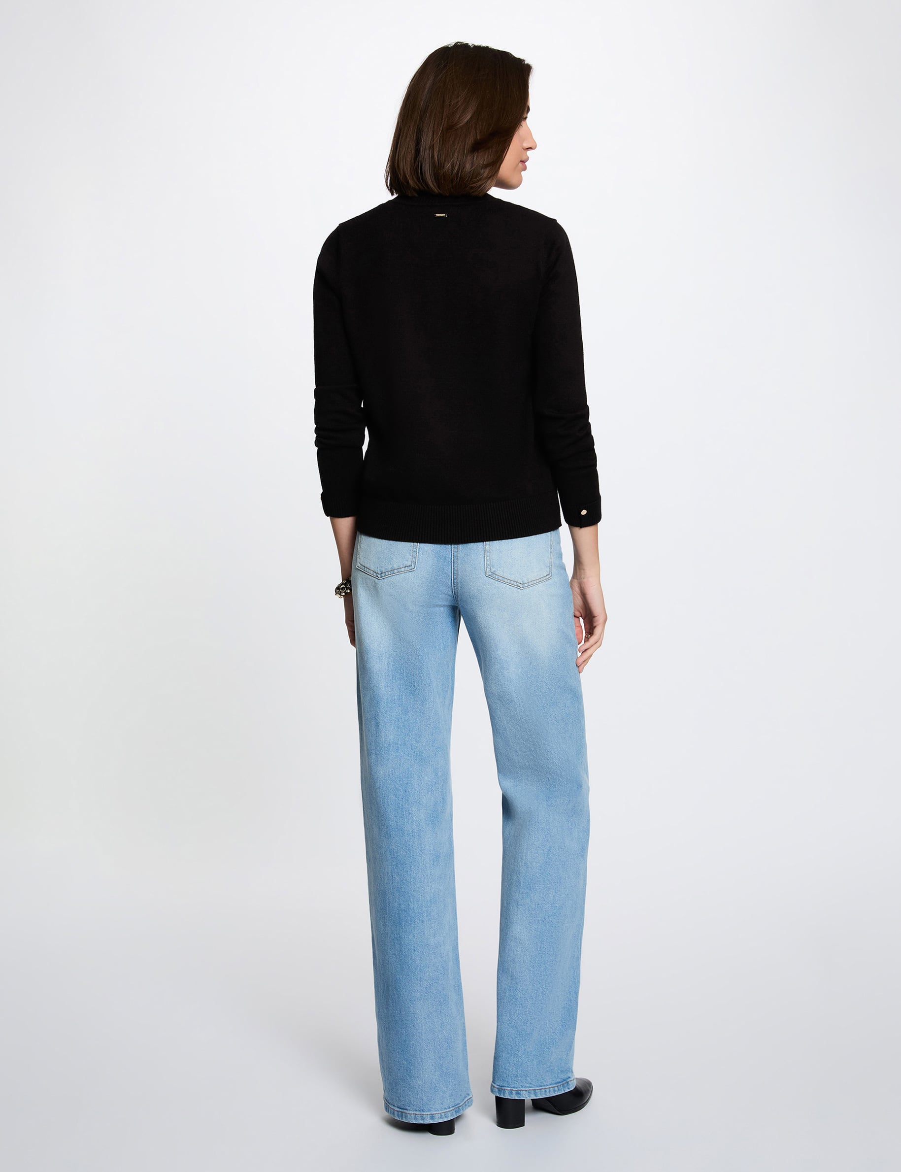 Pull col rond noir femme
