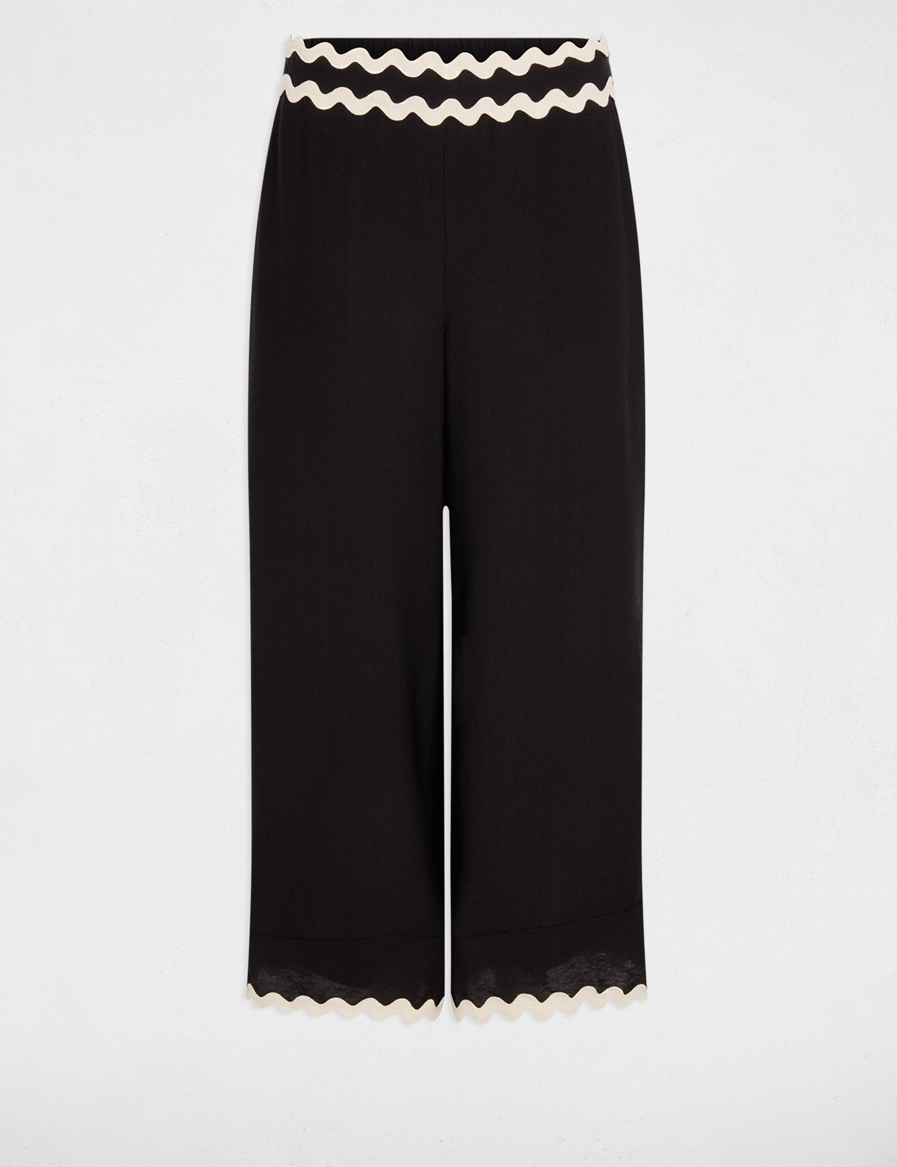 Pantalon large 7/8 noir femme