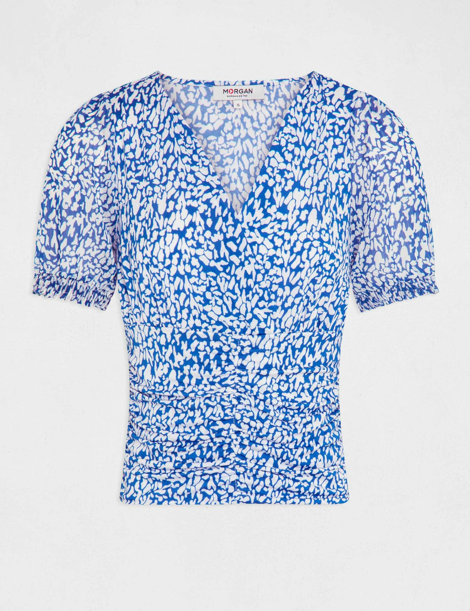 T-shirt manches courtes imprimé abstrait bleu femme T-shirt manches courtes imprimé abstrait bleu femme