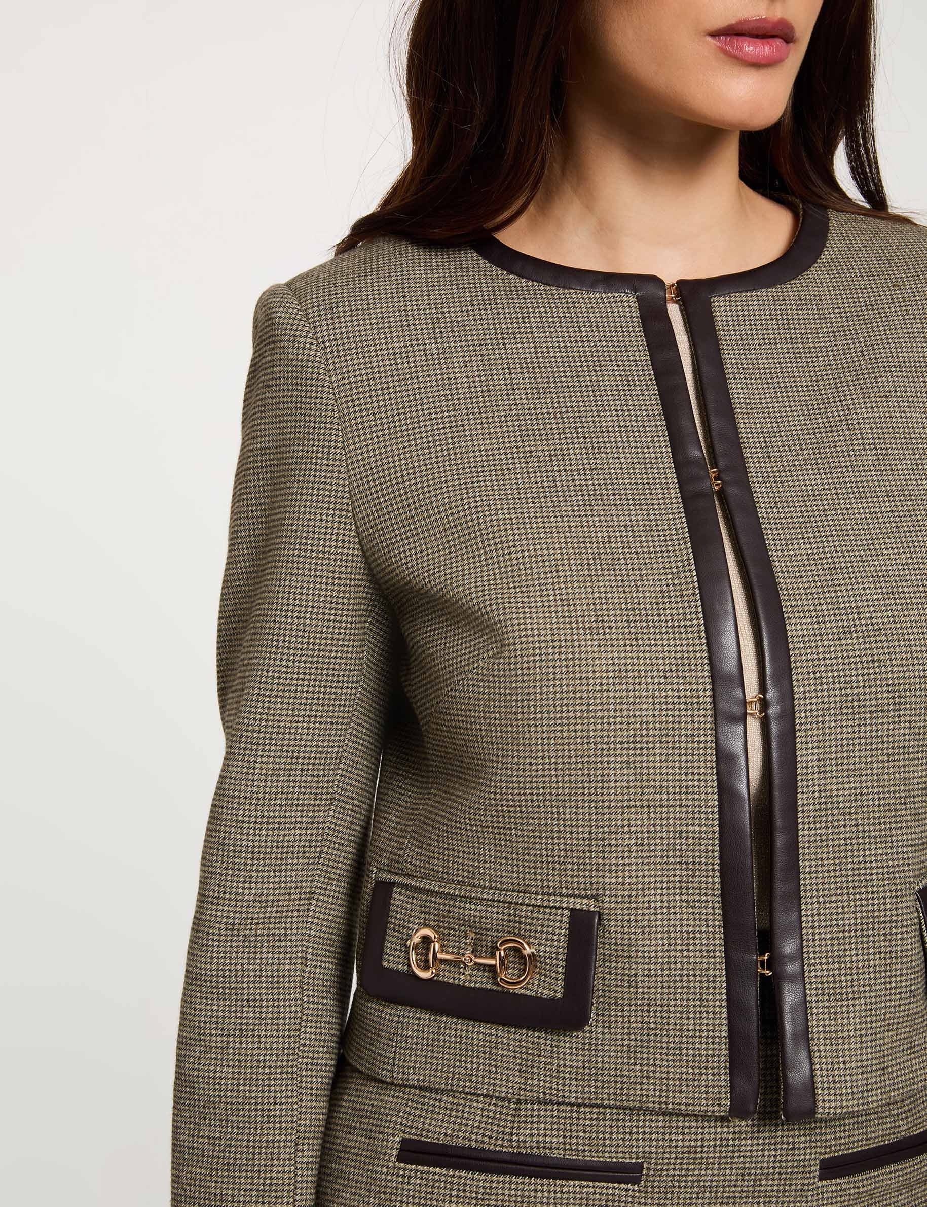 Veste droite cropped vert kaki femme