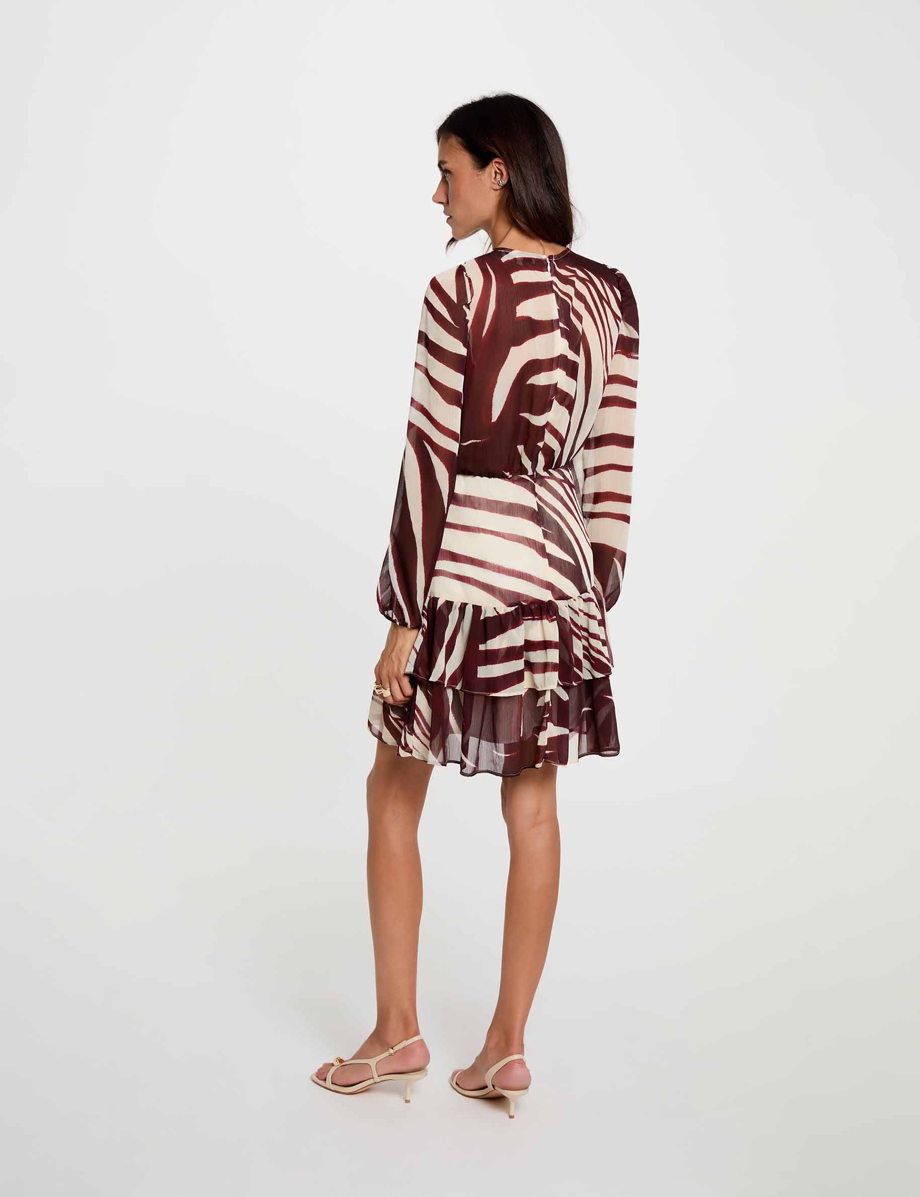 Robe courte col v multicolore femme
