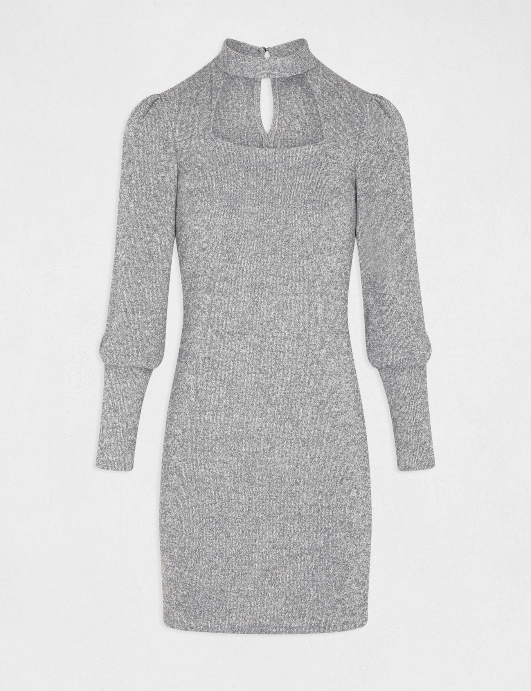 Robe droite avec ouverture gris moyen femme Robe droite avec ouverture gris moyen femme