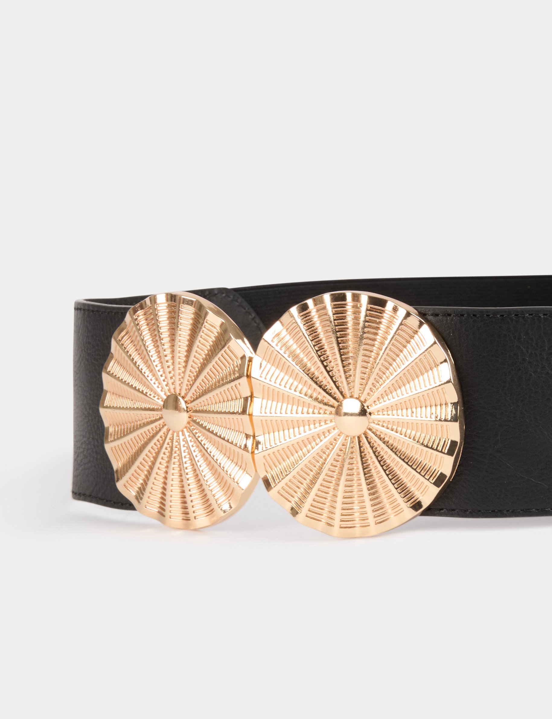ceinture elastiquee a boucles noir femme Ceinture élastiquée à boucles noir femme