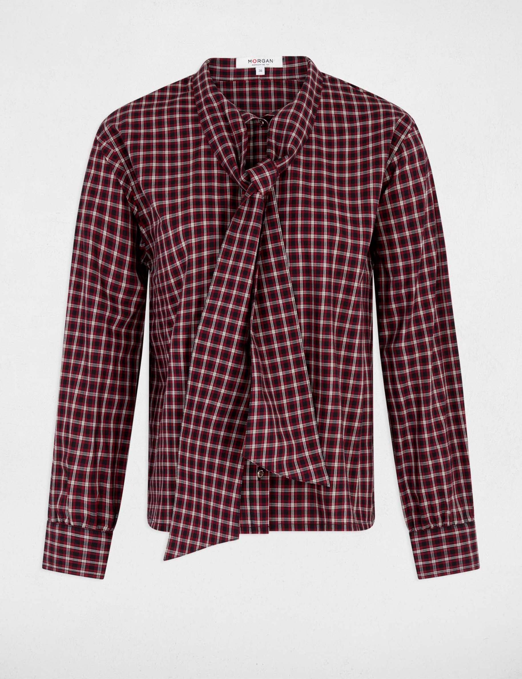 Chemise col lavalli&egrave;re multicolore femme