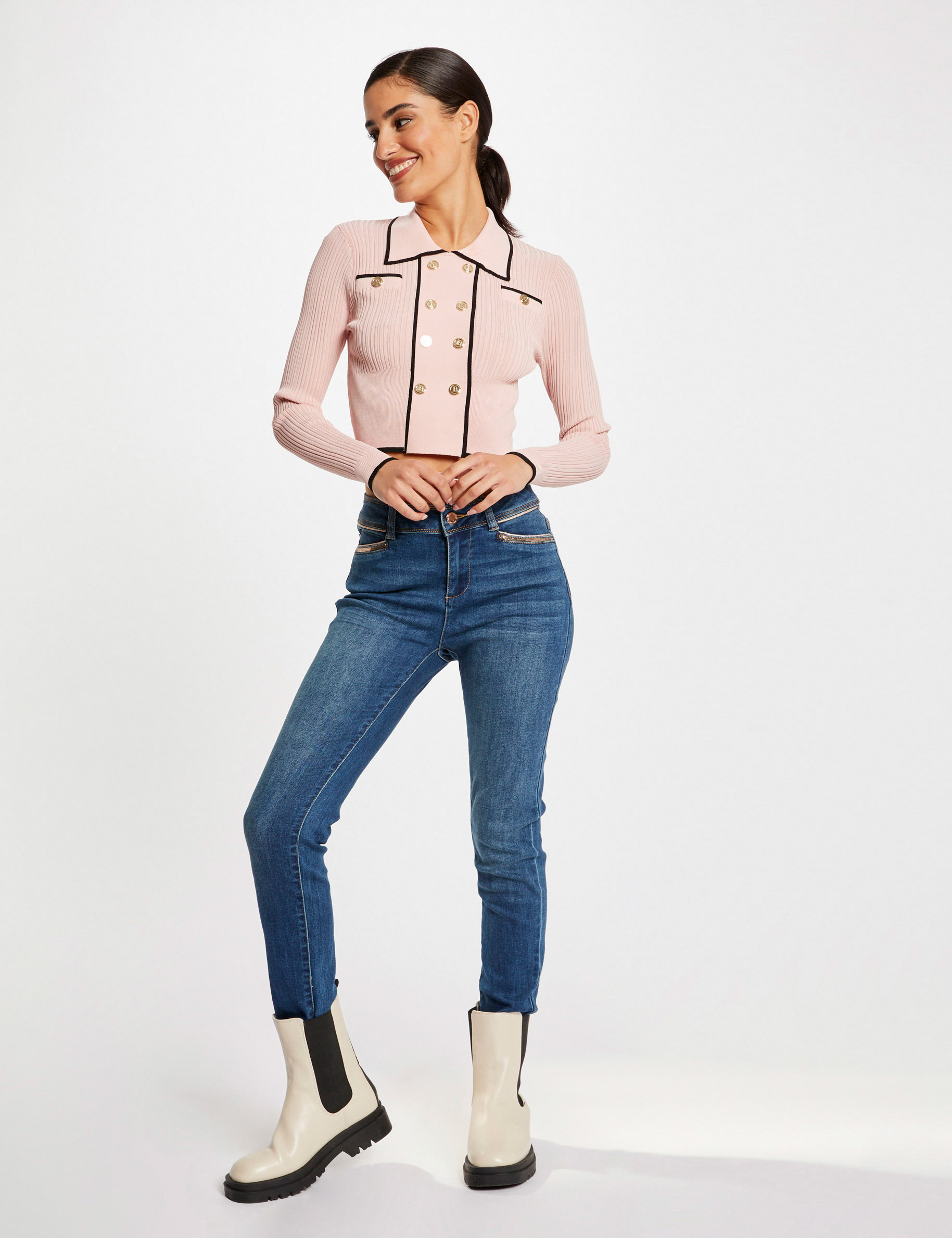 Jeans slim taille standard avec sequins jean stone femme Jeans slim taille standard avec sequins jean stone femme