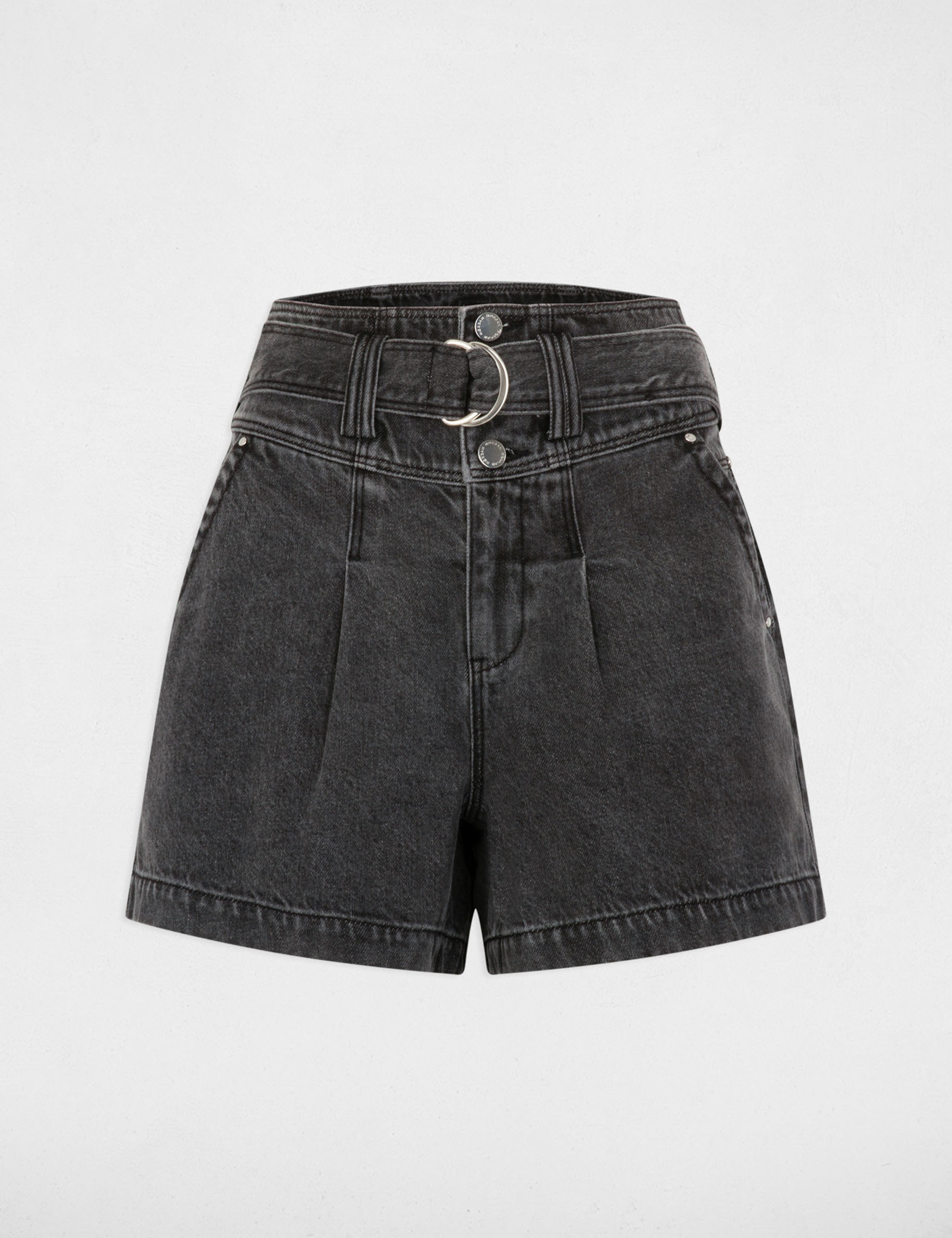 short en jean taille haute gris moyen femme Short en jean taille haute gris moyen femme