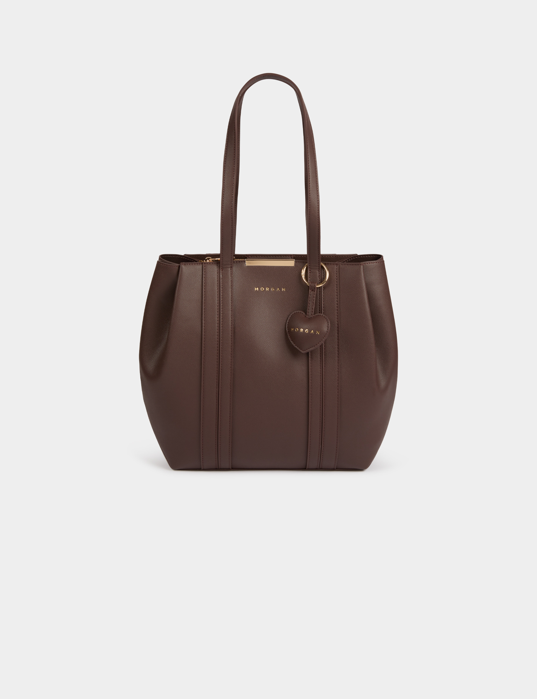 Sac cabas similicuir marron fonc&eacute; femme