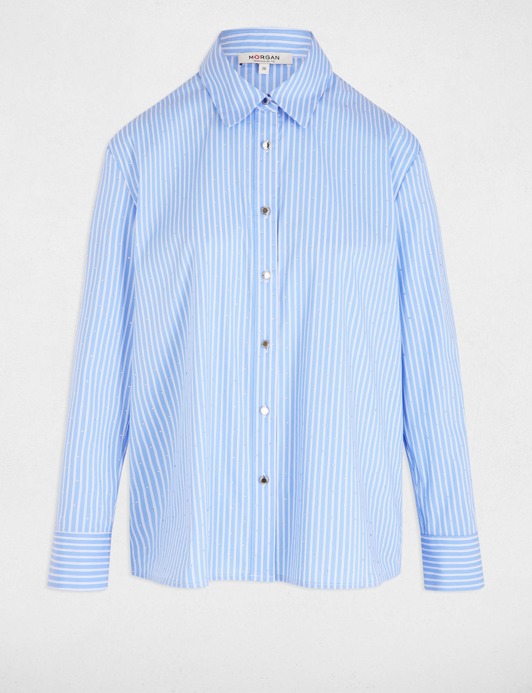 chemise manches longues rayee bleu ciel femme Chemise manches longues rayée bleu ciel femme