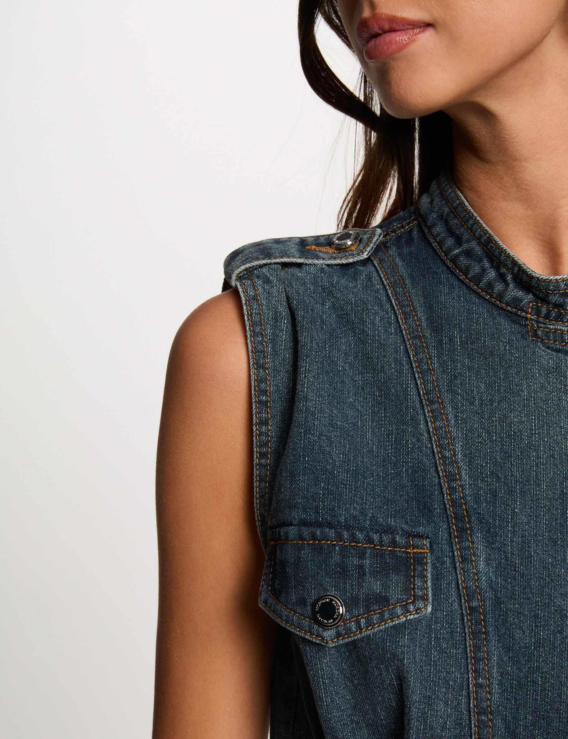 Robe courte droite en jean denim stone femme