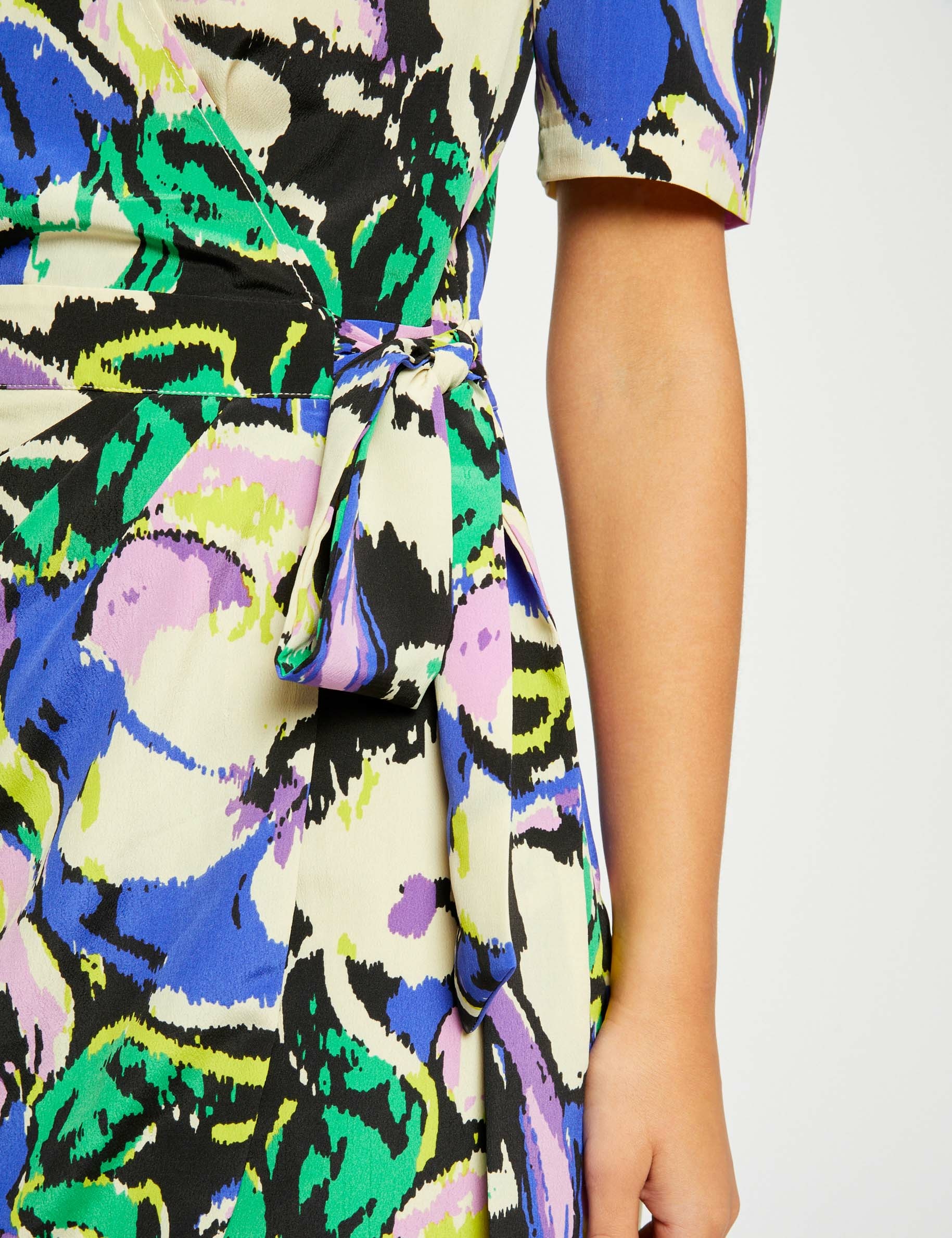 robe portefeuille imprime abstrait multico femme Robe portefeuille imprimé abstrait multico femme