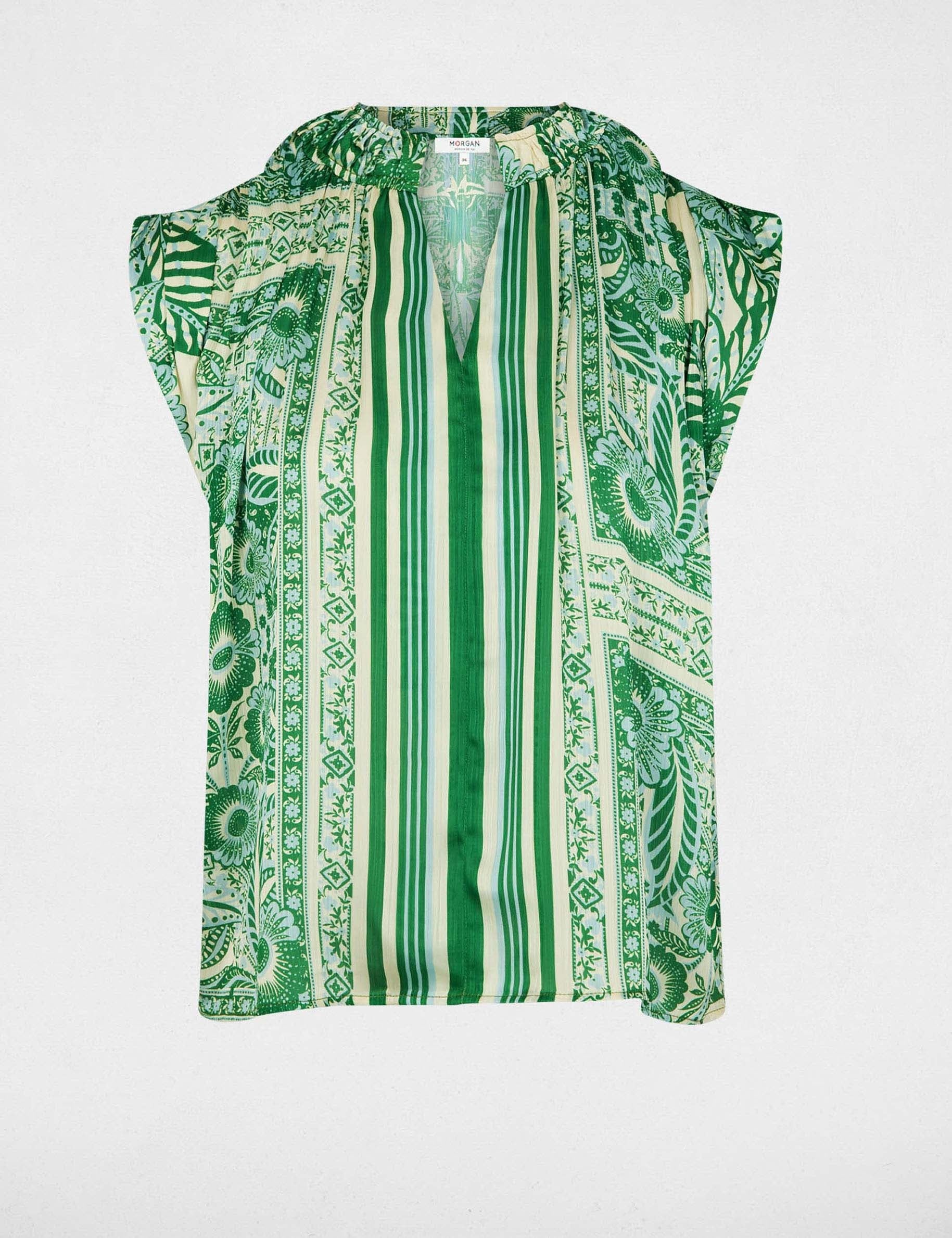 Blouse sans manches col v multicolore femme