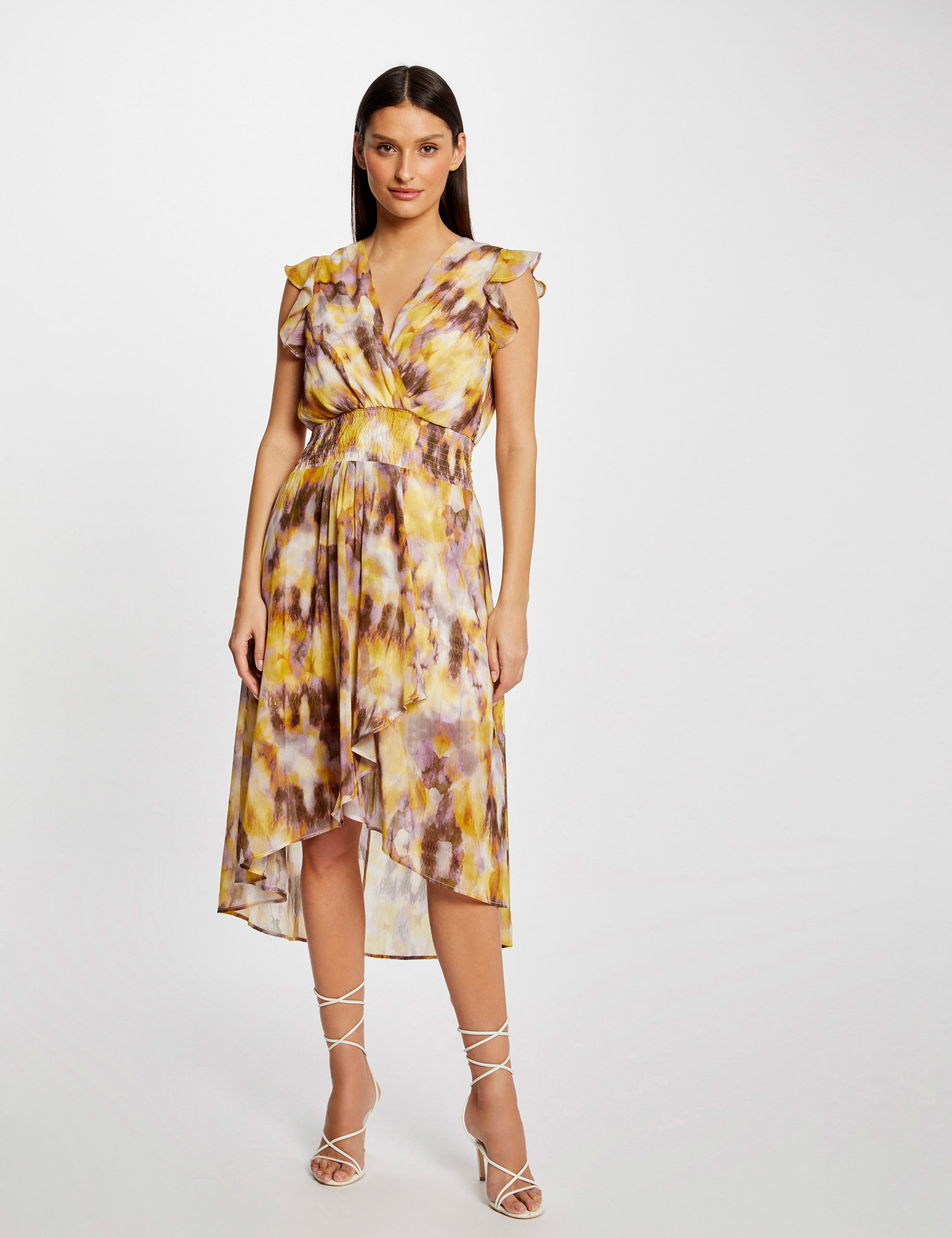 Robe midi cintrée imprimé abstrait multico femme