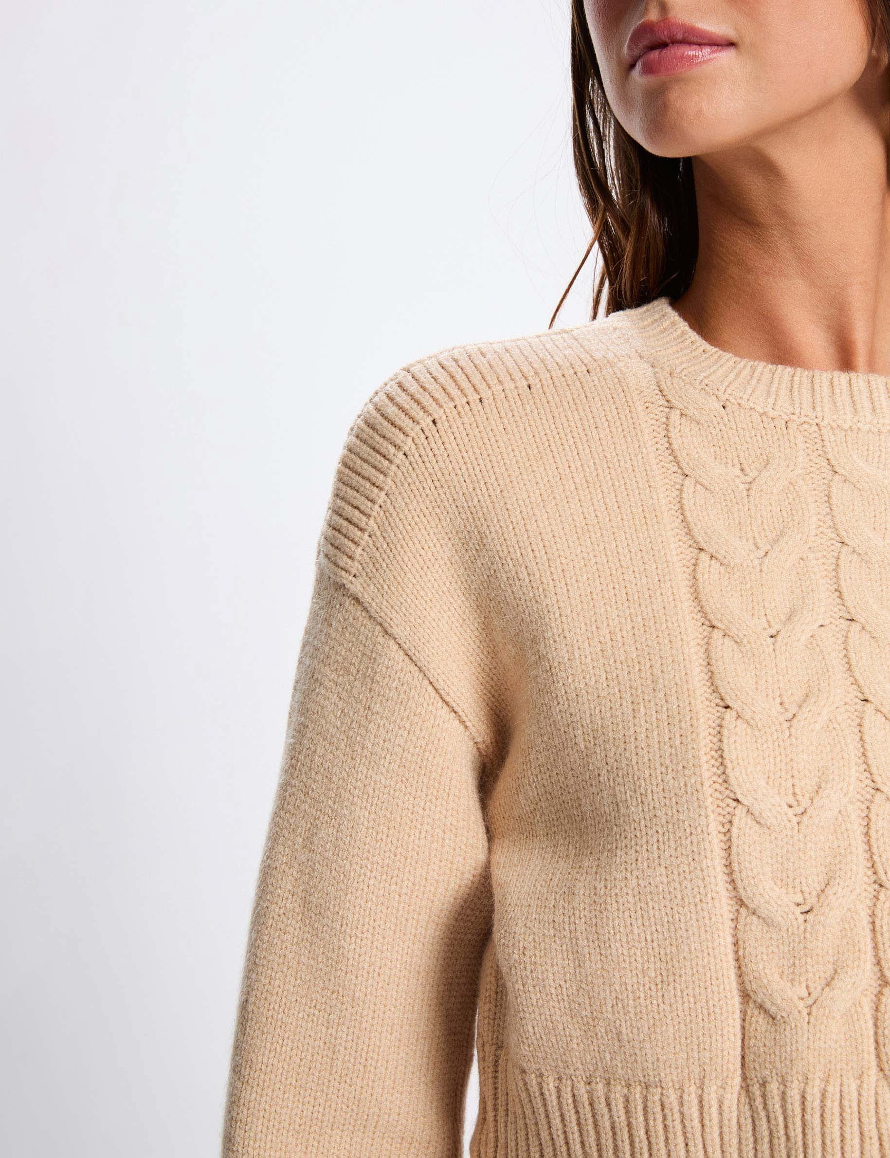 Robe tricot ajust&eacute;e 2-en-1 beige femme