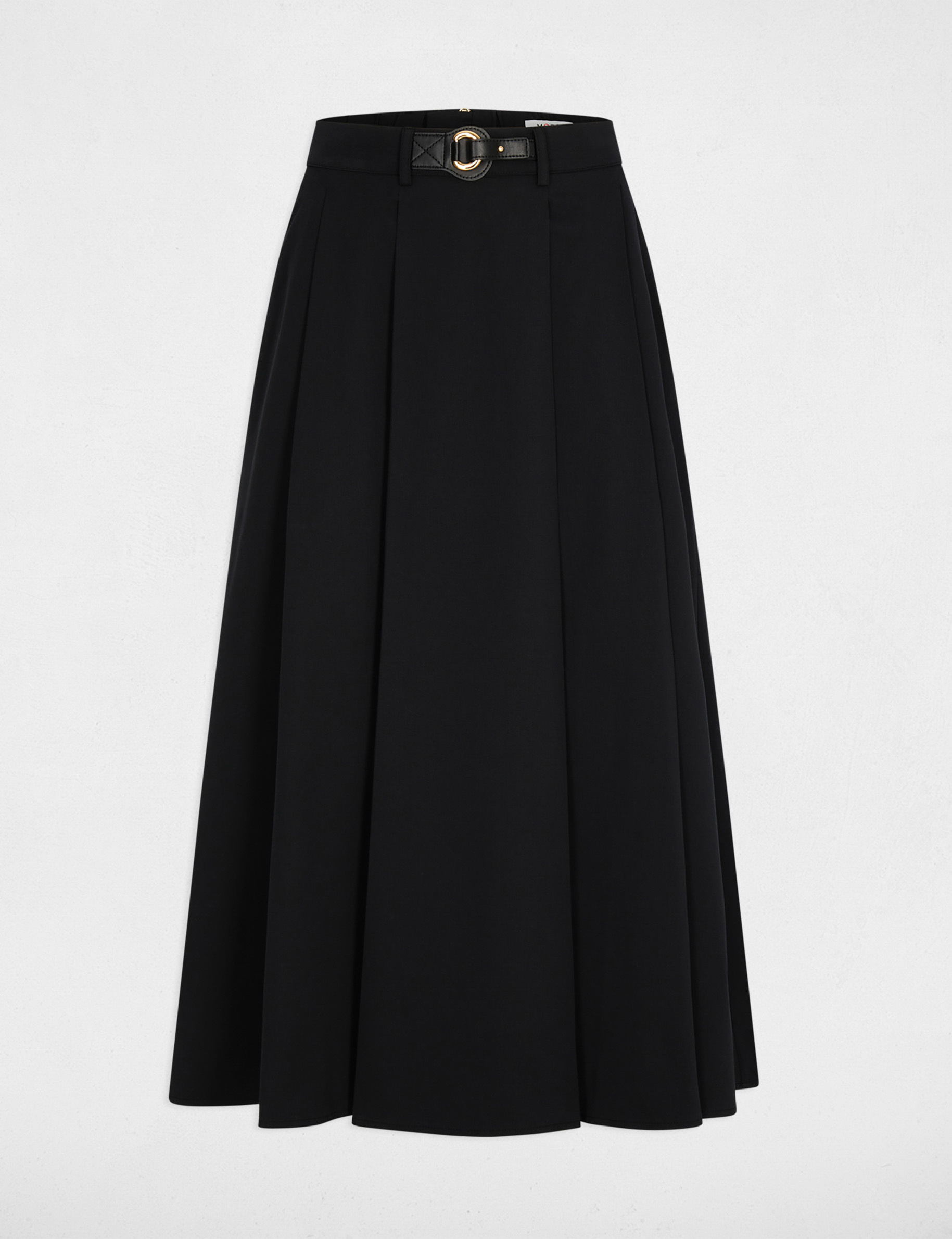 Jupe &eacute;vas&eacute;e taille haute noir femme